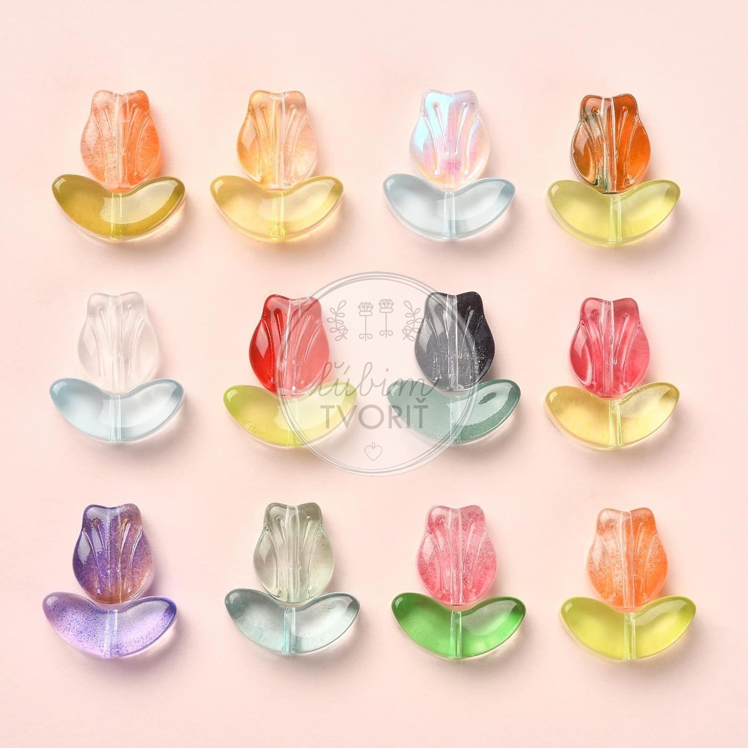 Tulipán - kvet a lístok, 14 x 18 mm - 1 pár