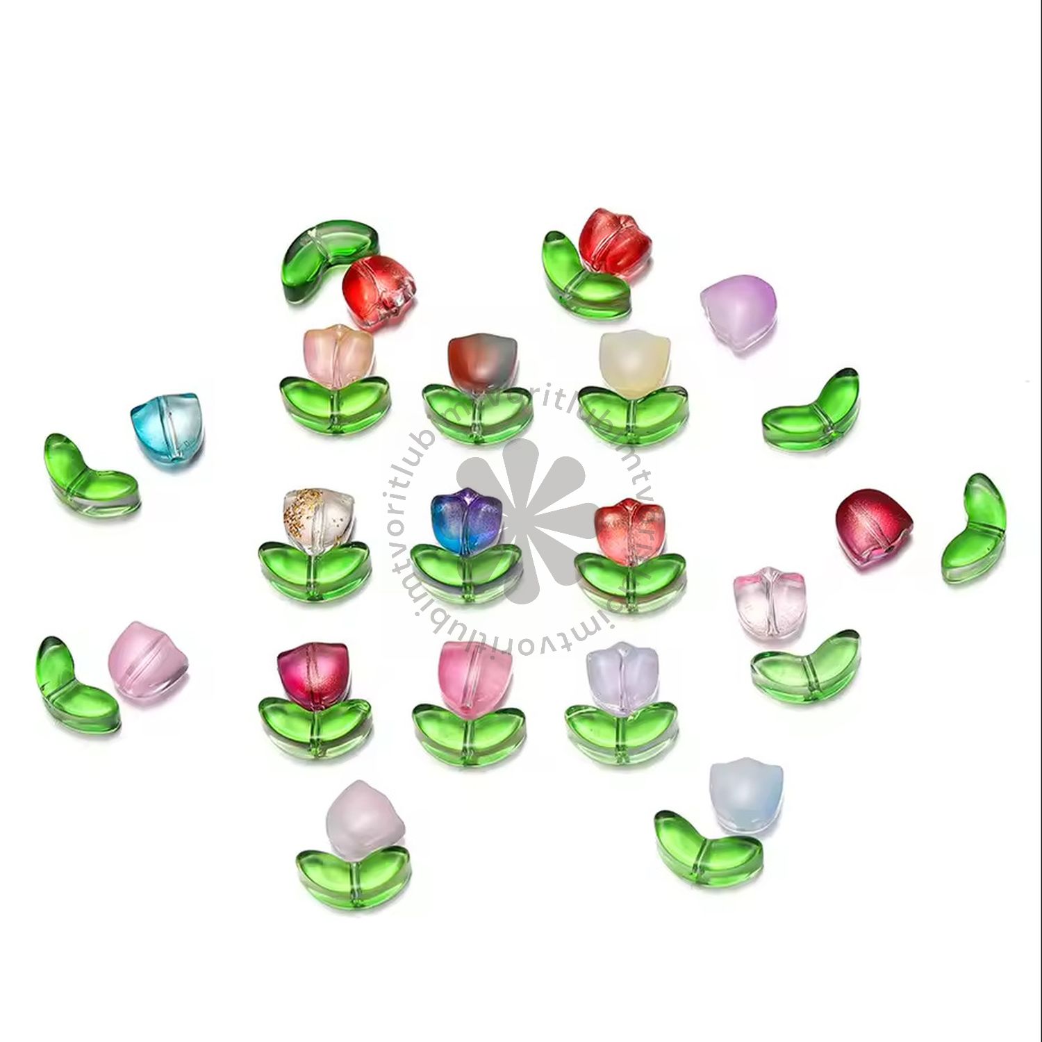 Tulipán - kvet a lístok, 9x14 mm - 1 pár