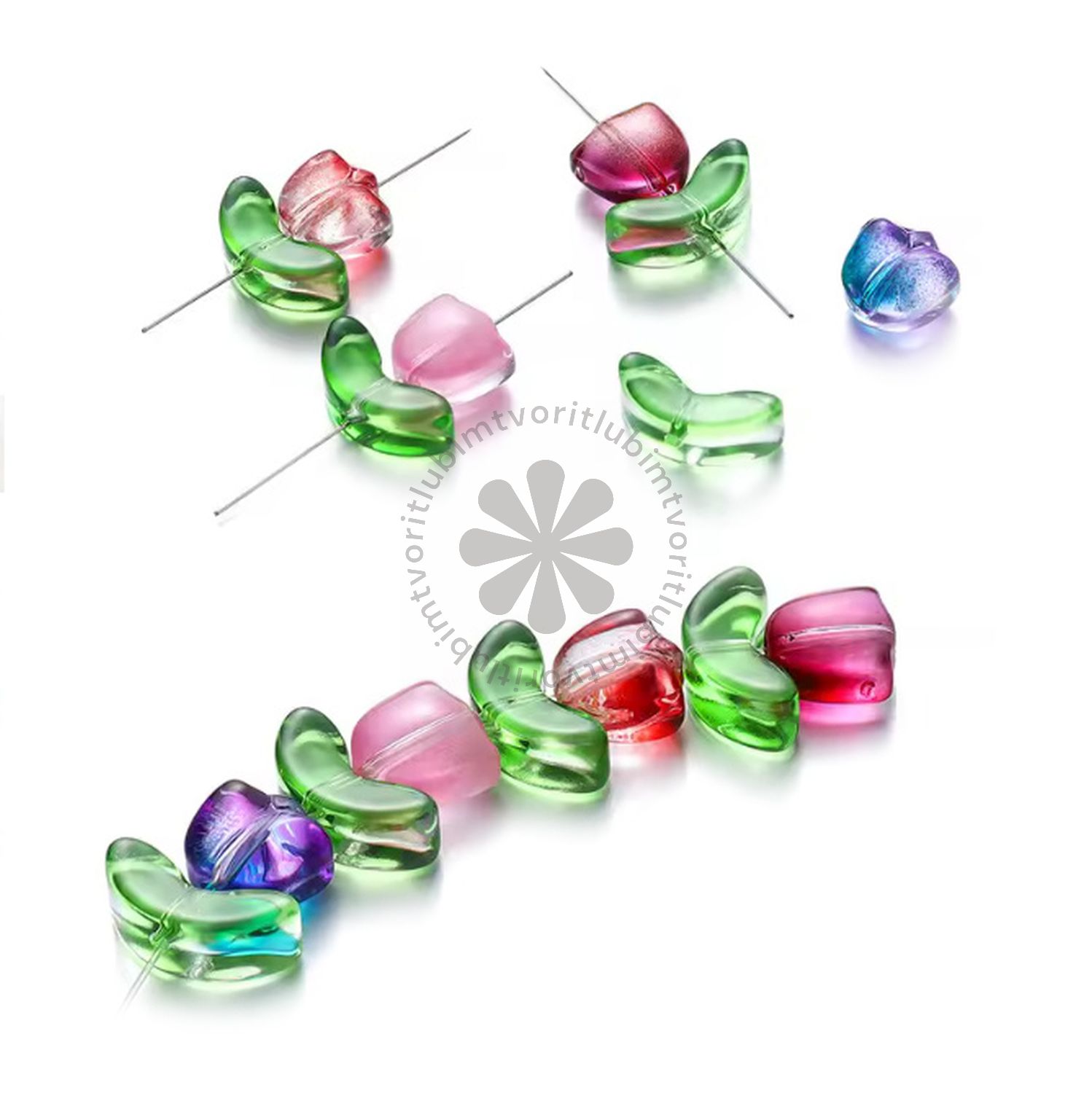Tulipán - kvet a lístok, 9x14 mm - 1 pár