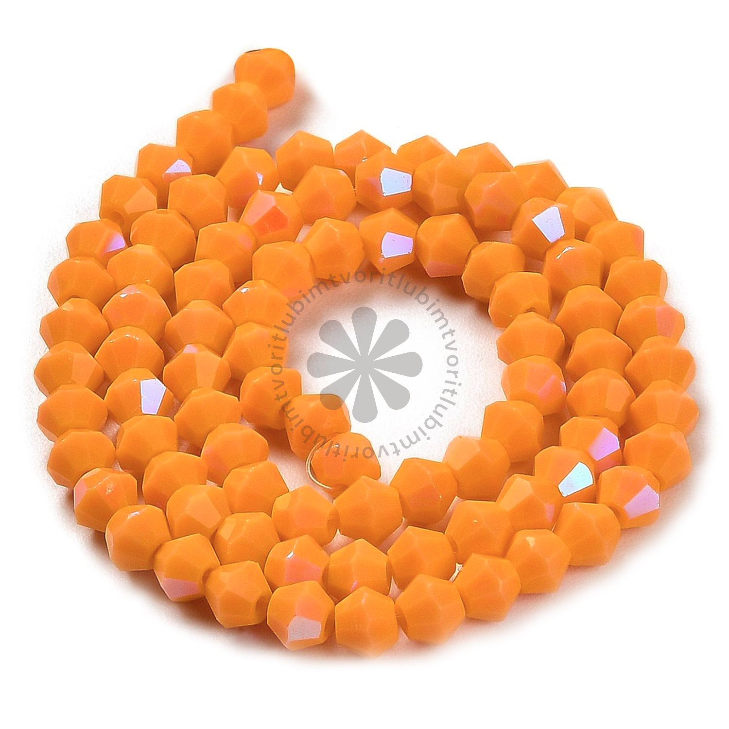Sklenené brúsené korálky BICONE, 4 mm - 1 vlasec