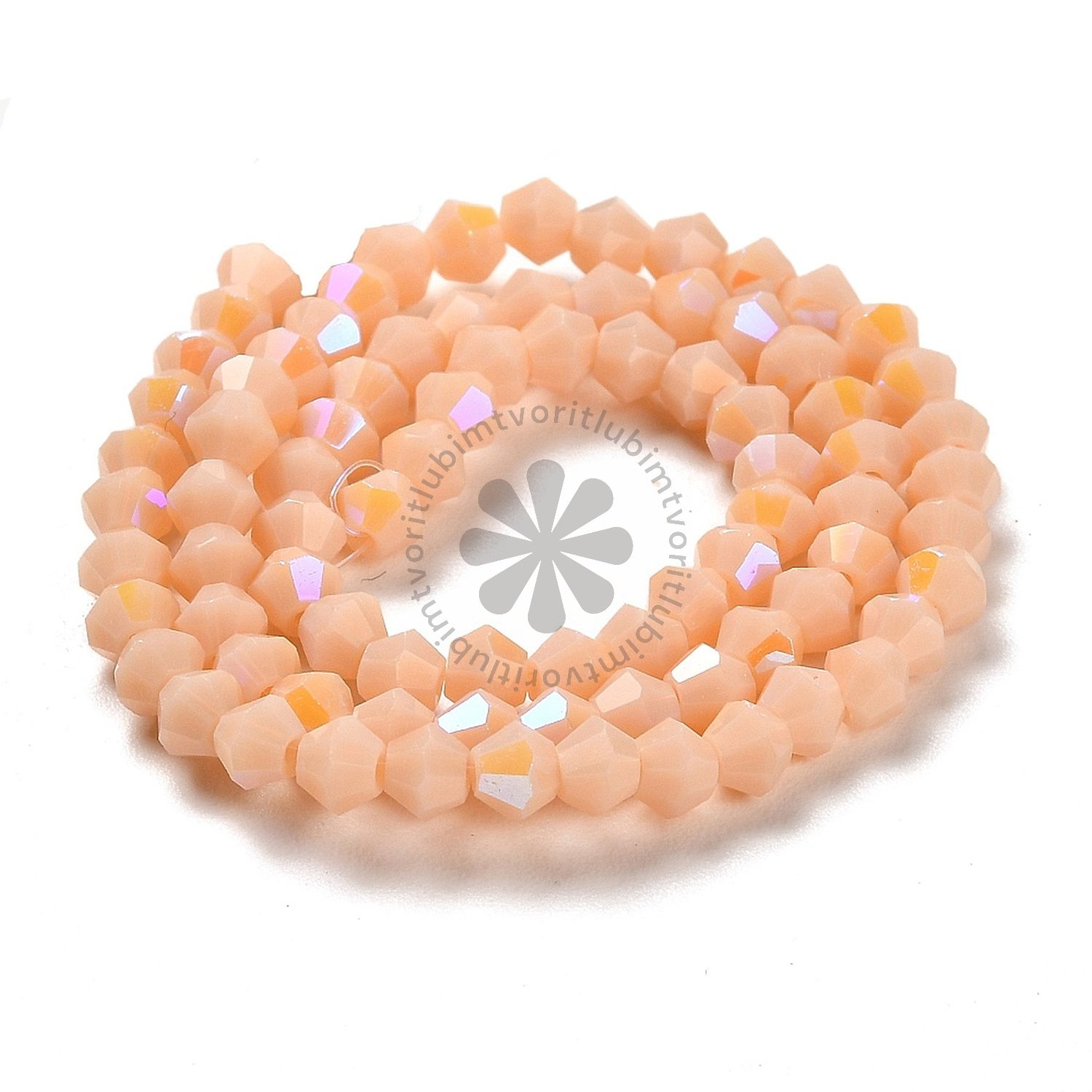 Sklenené brúsené korálky BICONE, 4 mm - 1 vlasec