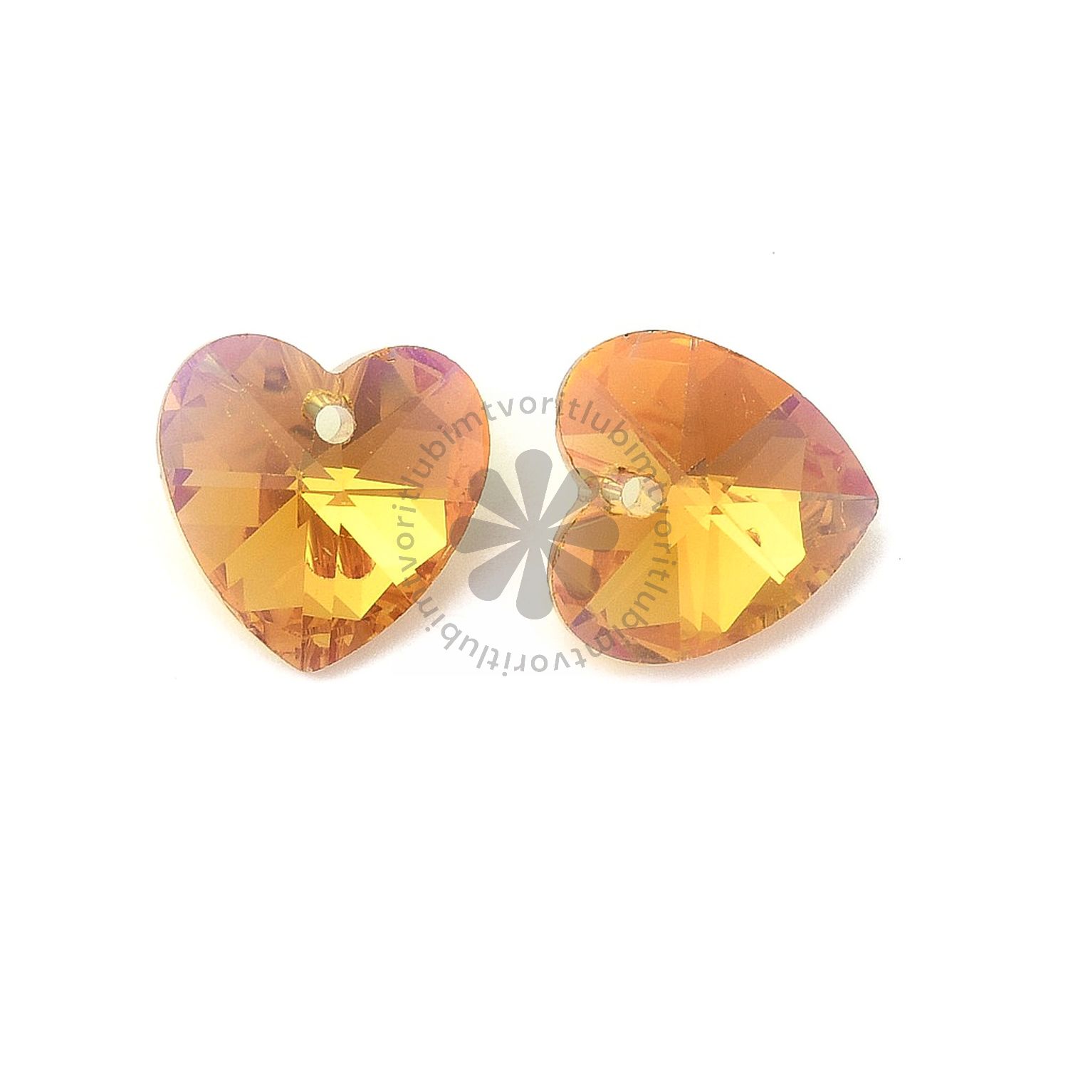 Brúsené srdiečko, 14 mm - 1 ks