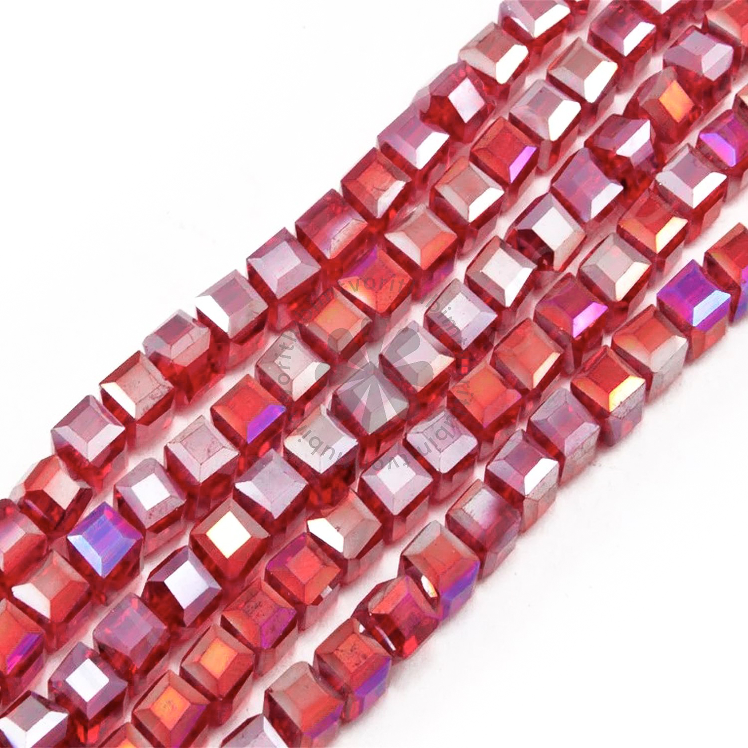 Fazetované sklenené korálky, kocky, 4 mm - 100 ks