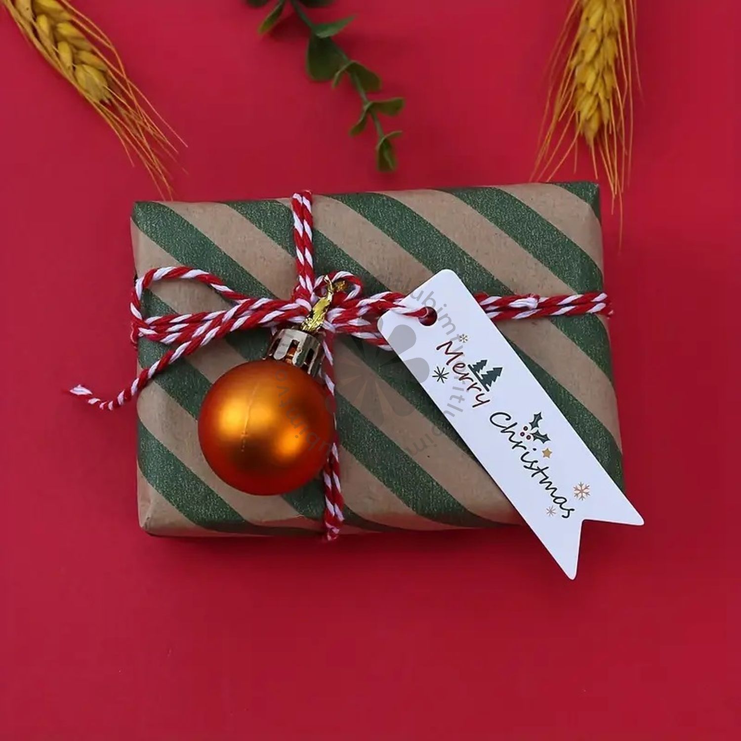 Menovka na darček, Merry Christmas, 2x7 cm - 10 ks
