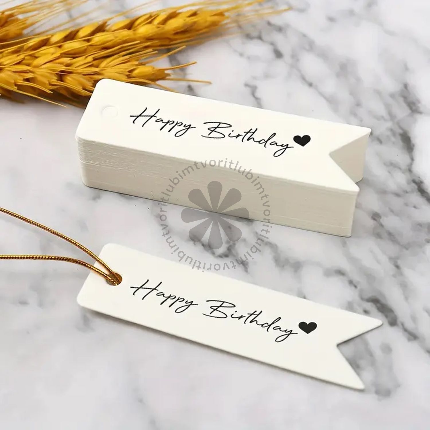 Menovka na darček, Happy Birthday, 2x7 cm - 10 ks