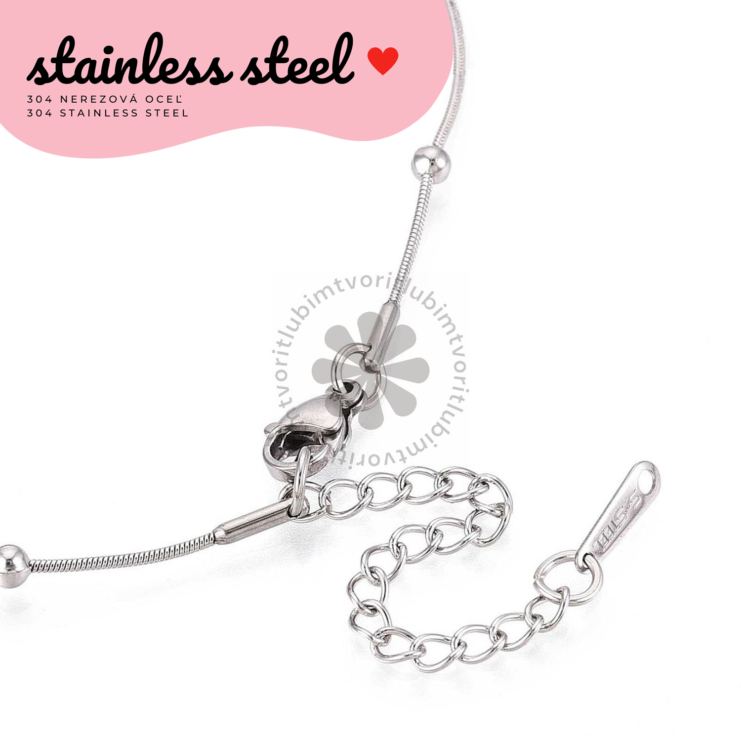 Ozdobná retiazka kovová, 41+6 cm - 1 ks