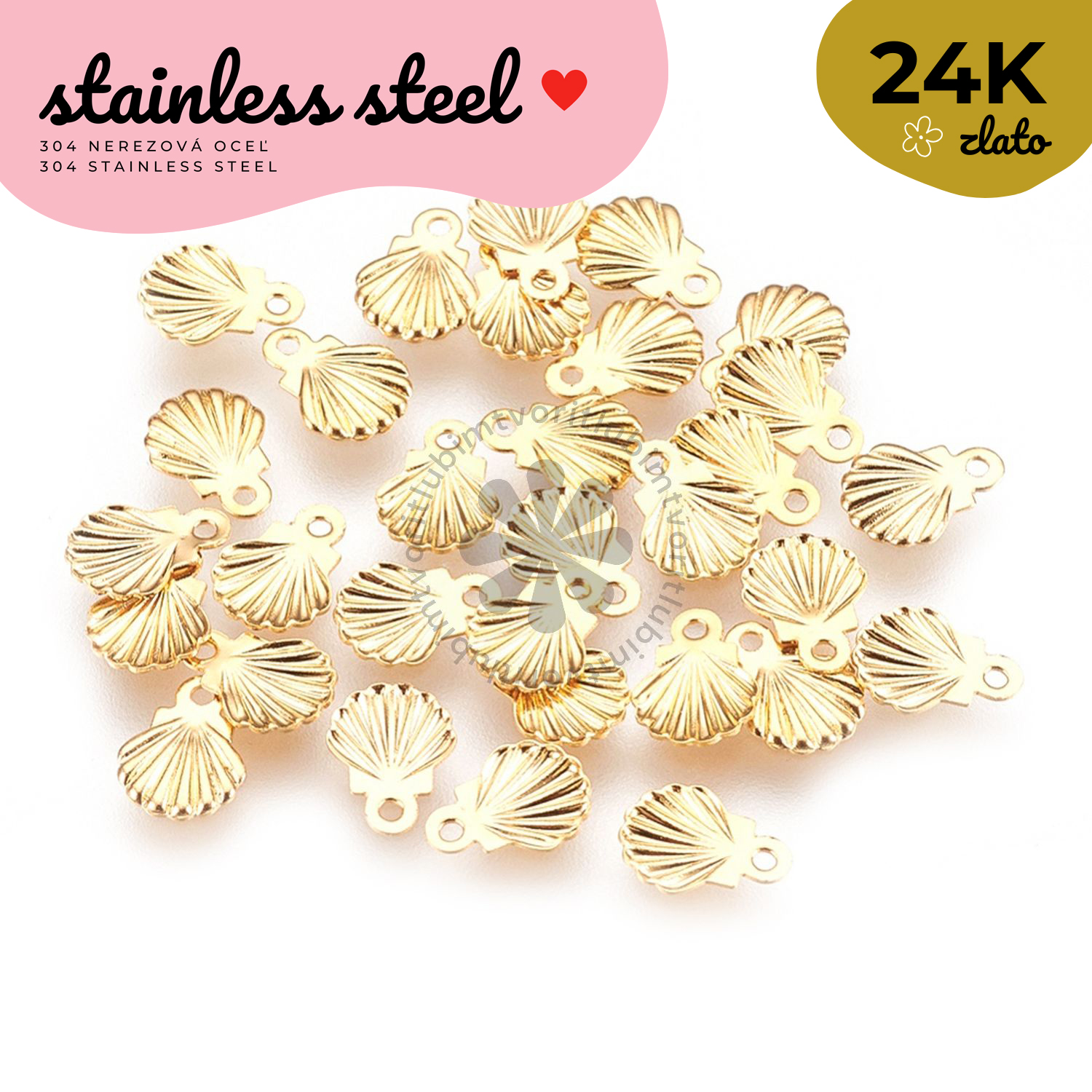 Prívesok Mušľa, 8x6 mm - 1 ks
