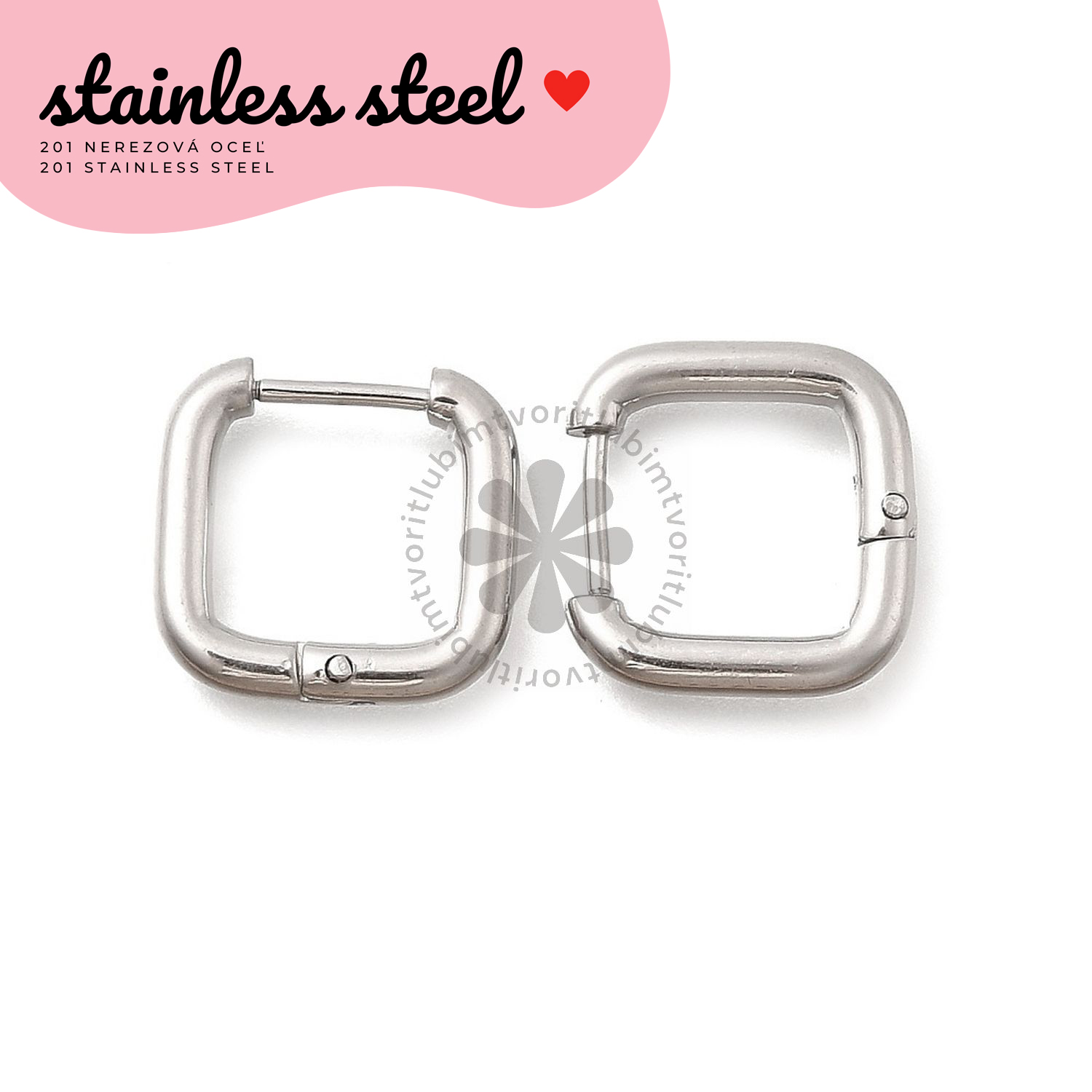 Náušnice z nerezovej ocele, 14x14 mm - 1 pár
