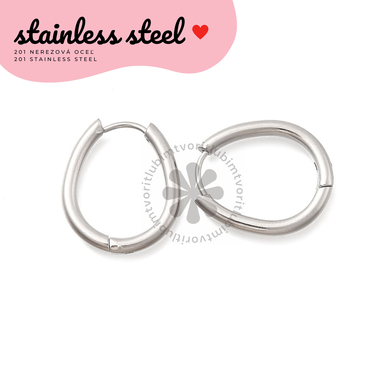 Náušnice z nerezovej ocele, 21x18 mm - 1 pár