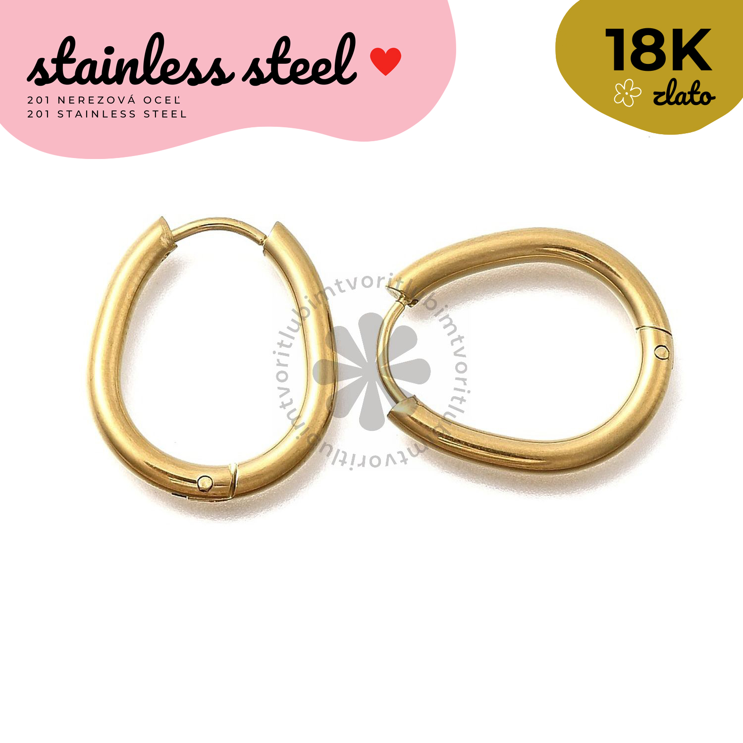 Náušnice z nerezovej ocele, 21x18 mm - 1 pár