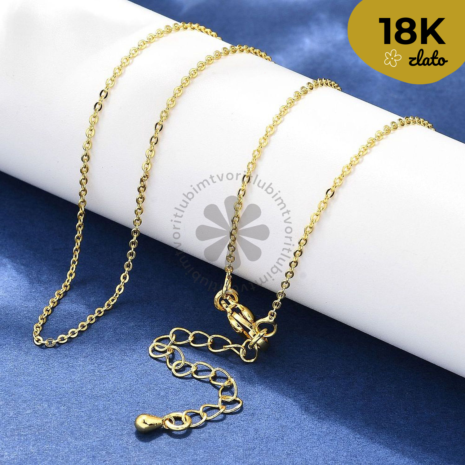 Mosadzné retiazky 18K zlato, 45+6 cm - 1 ks