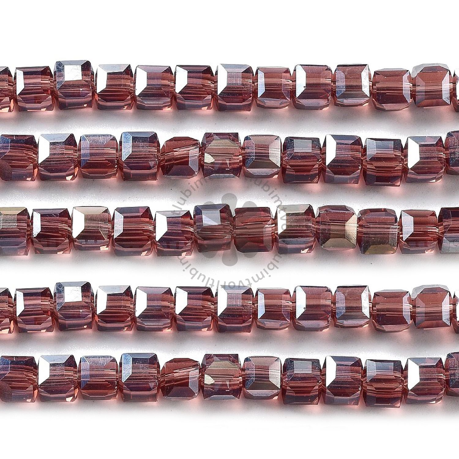 Fazetované sklenené korálky, kocky, 4 mm - 100 ks