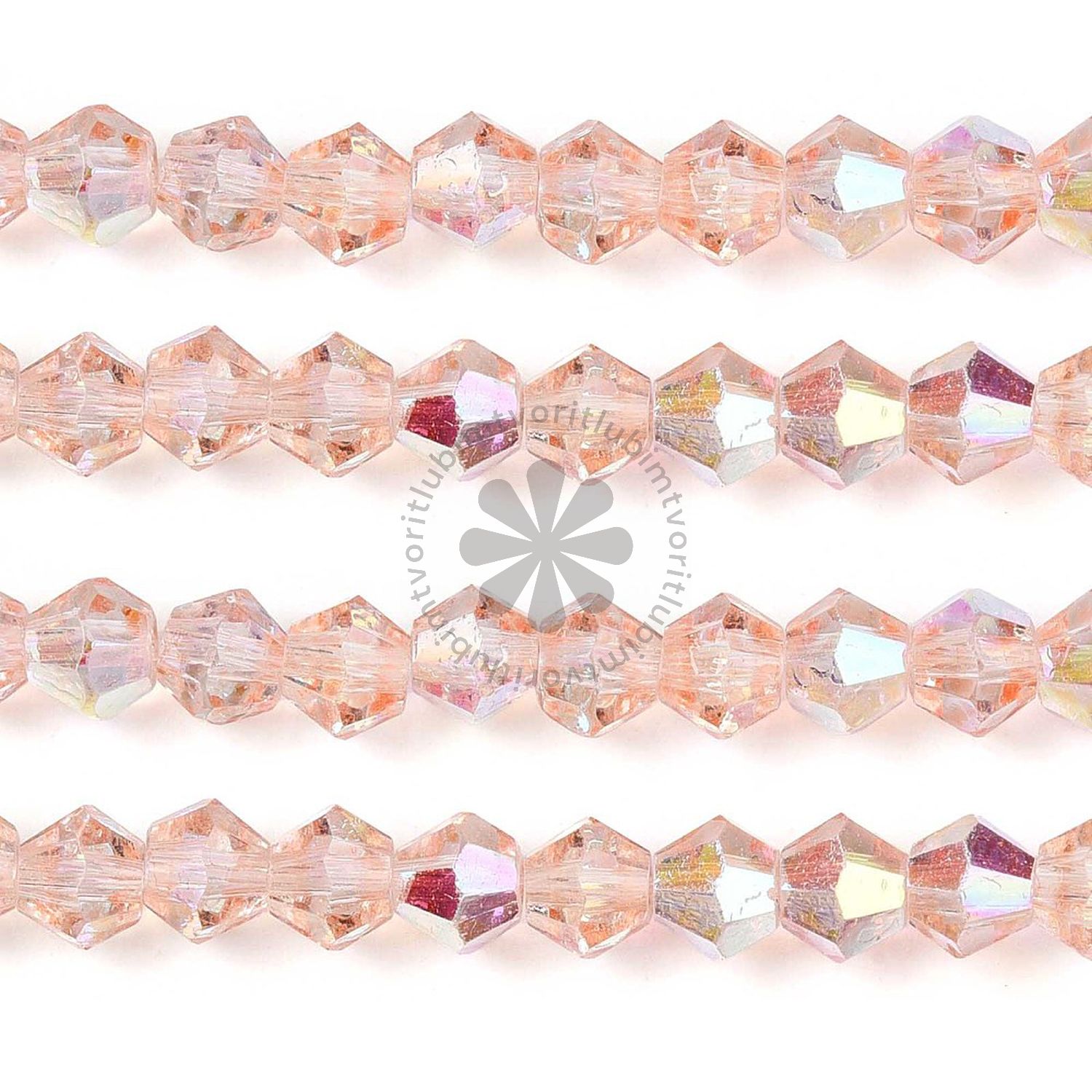 Sklenené brúsené korálky BICONE, 4 mm - 1 vlasec