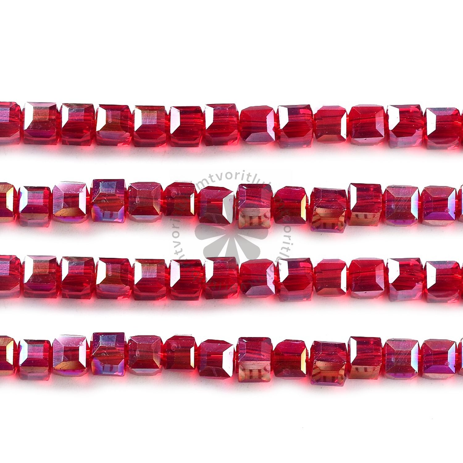 Fazetované sklenené korálky, kocky, 4 mm - 100 ks