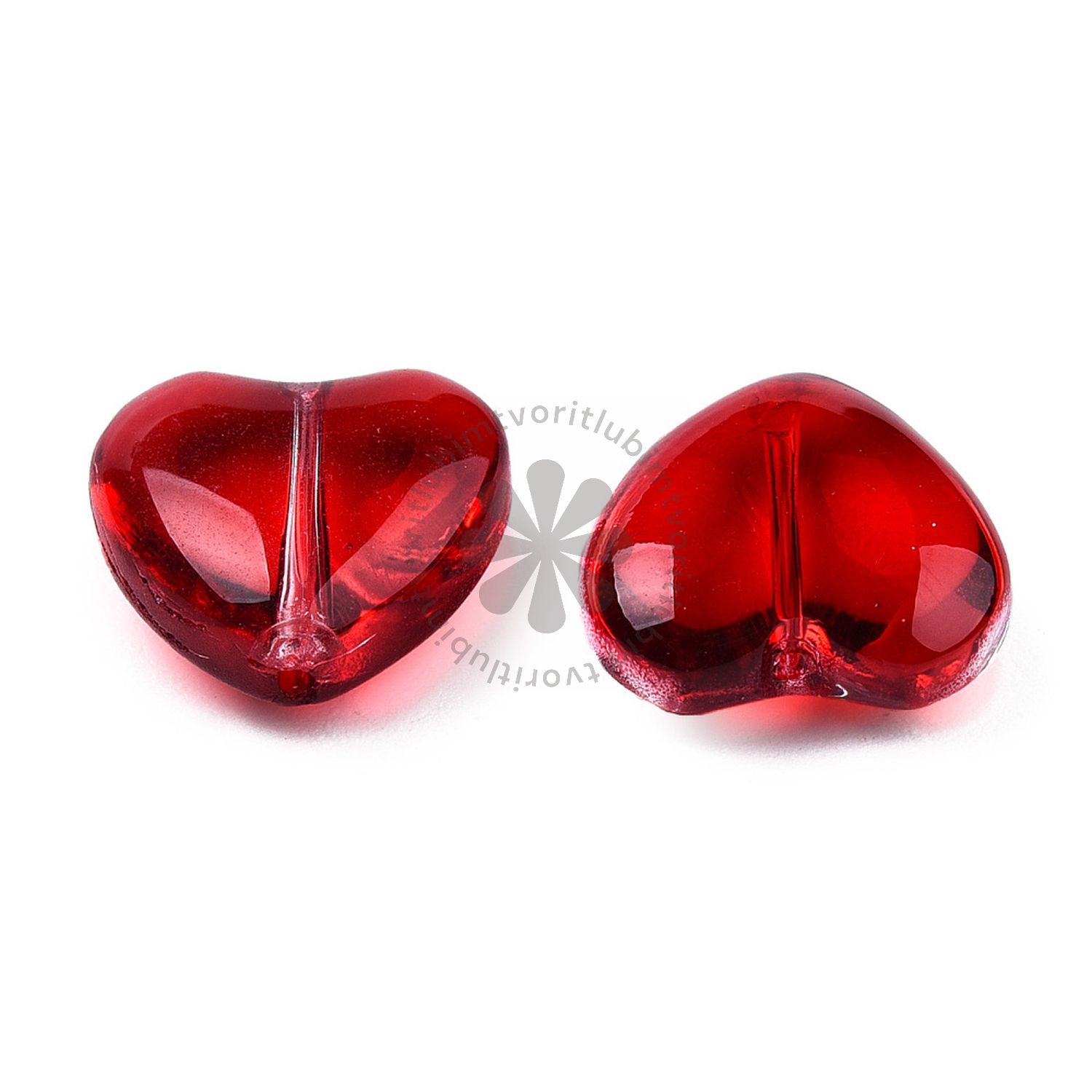 Sklenená korálka srdiečko, 12 mm - 1 ks