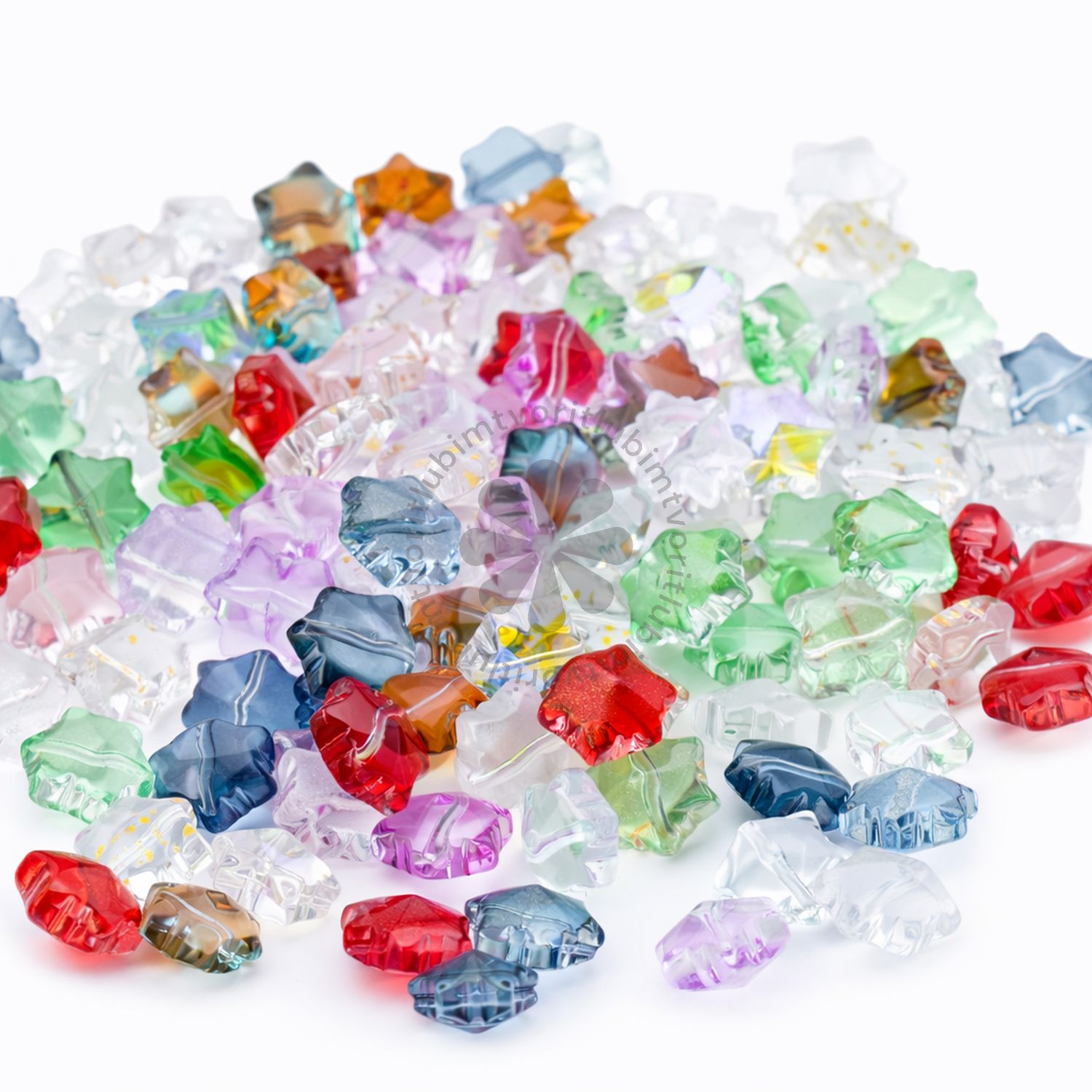 Sklenené korálky hviezdičky, alebo snehové vločky - 30 gramov