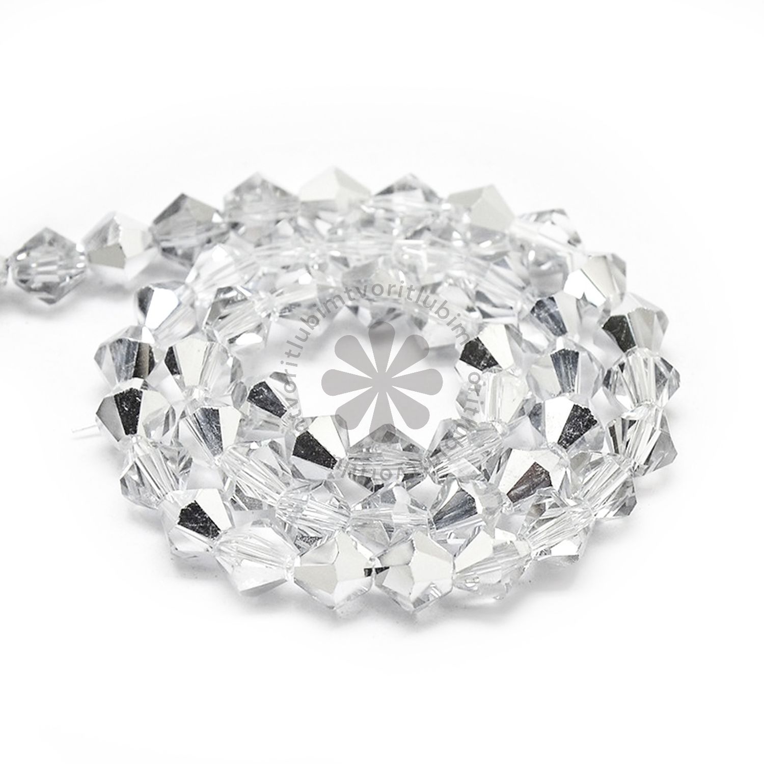 Sklenené brúsené korálky BICONE, 4 mm - 1 vlasec