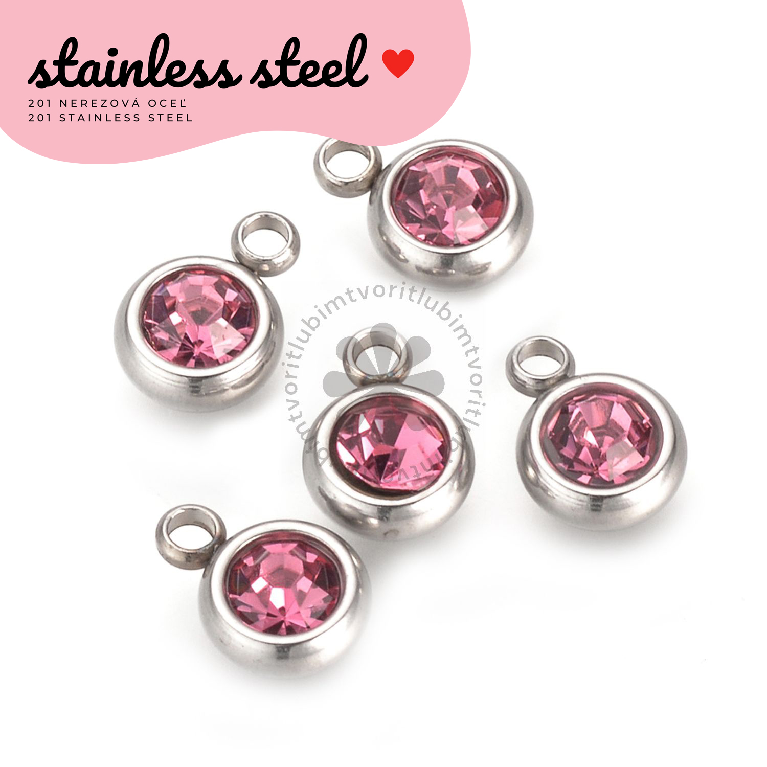 Prívesok so zirkónom, 8,5x6x3 mm - 1 ks
