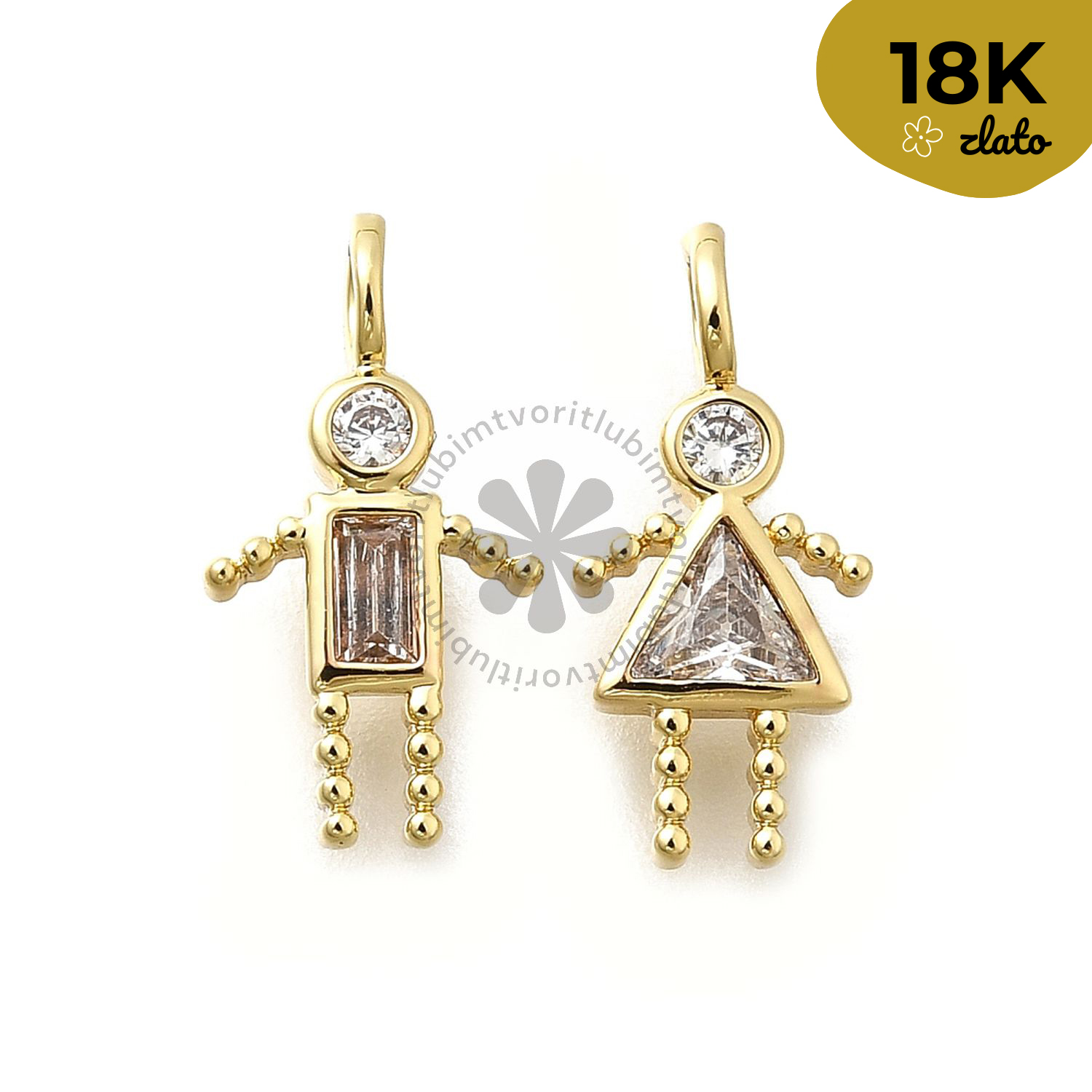 Prívesok chlapček so zirkónom, 15x8 mm - 1 ks