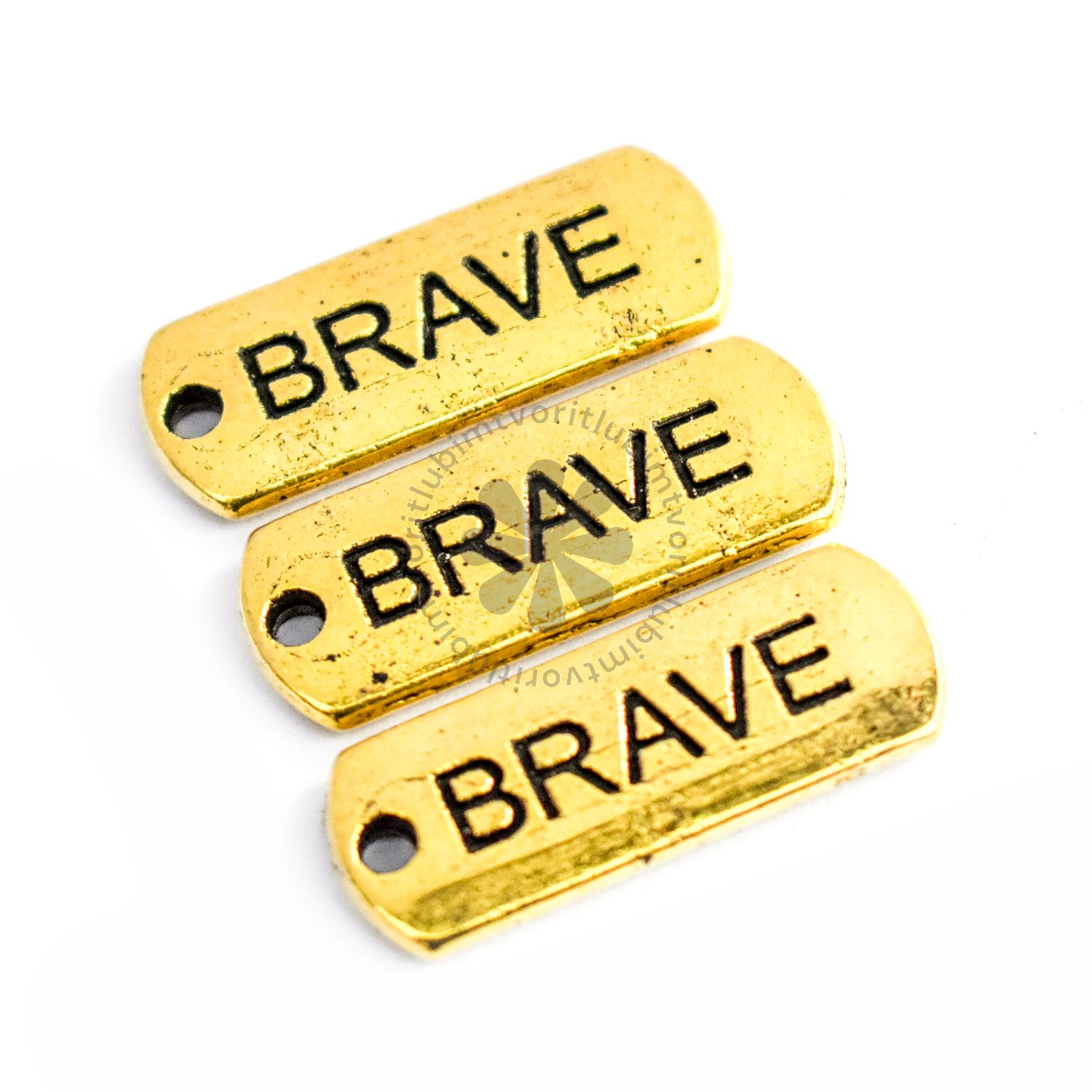 Medailón s nápisom - brave, 8x21 mm - 1 ks
