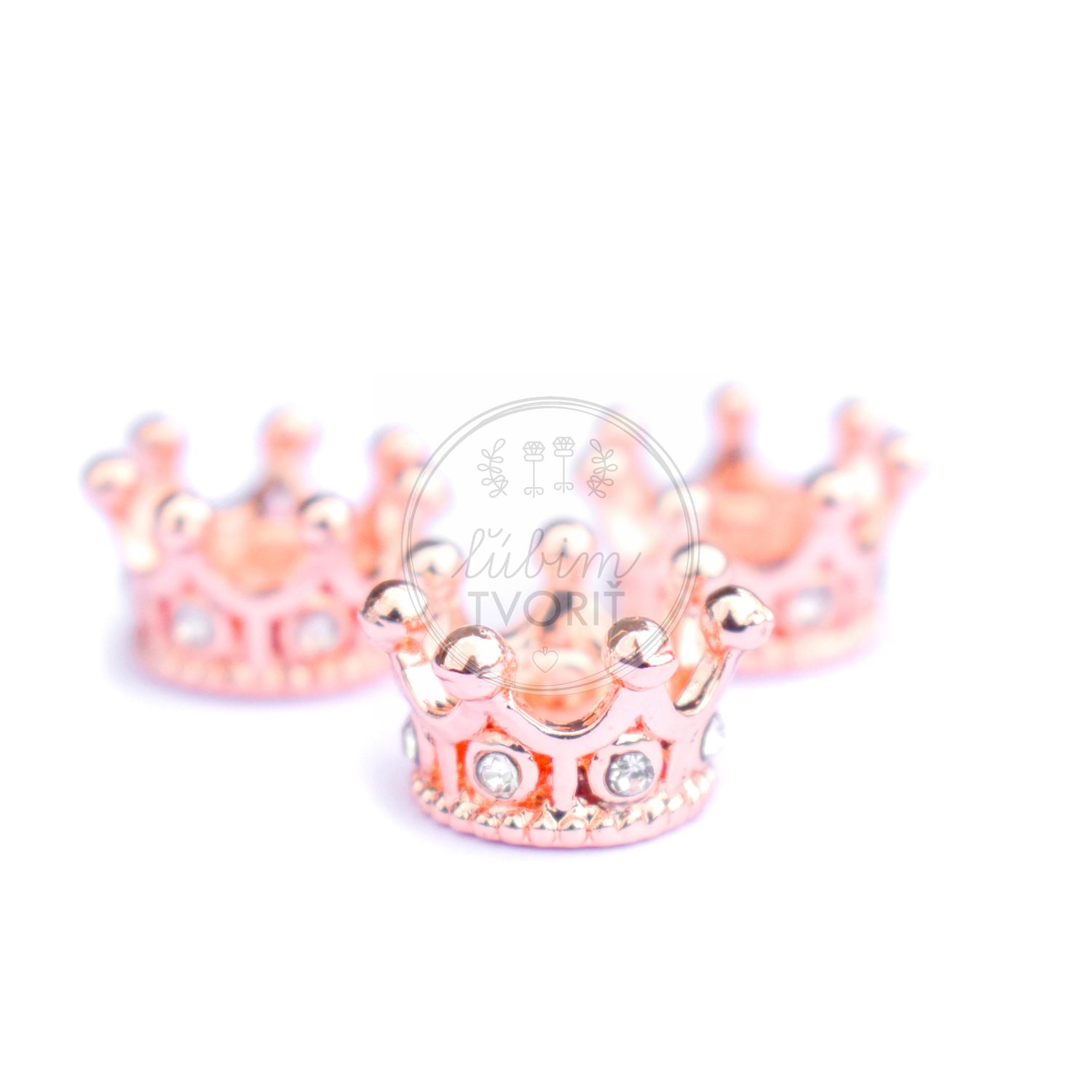 Kovová korálka koruna, 12 x 6 mm - 1 ks