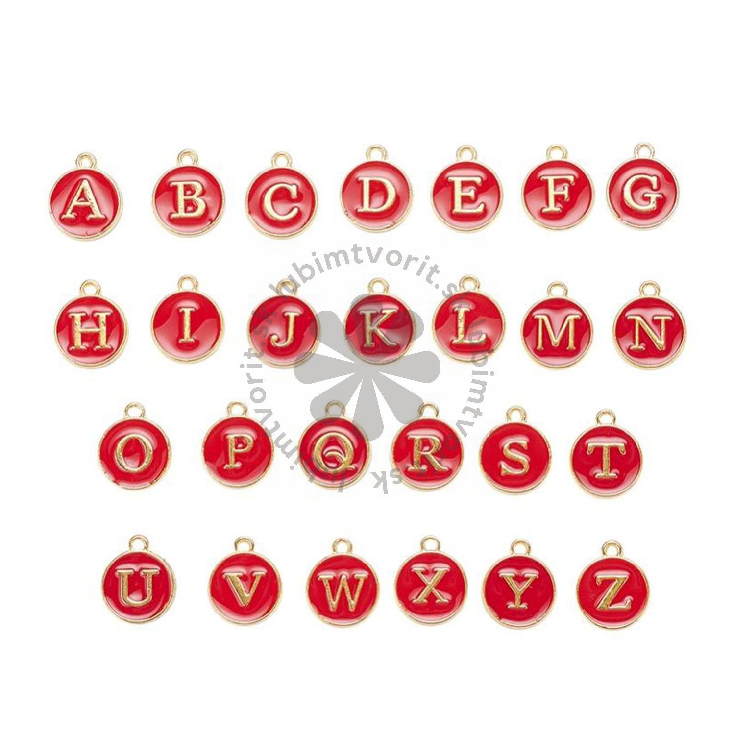 Prívesky s písmenkami, celá abeceda, 15x12 mm - 1 balenie (26 ks)