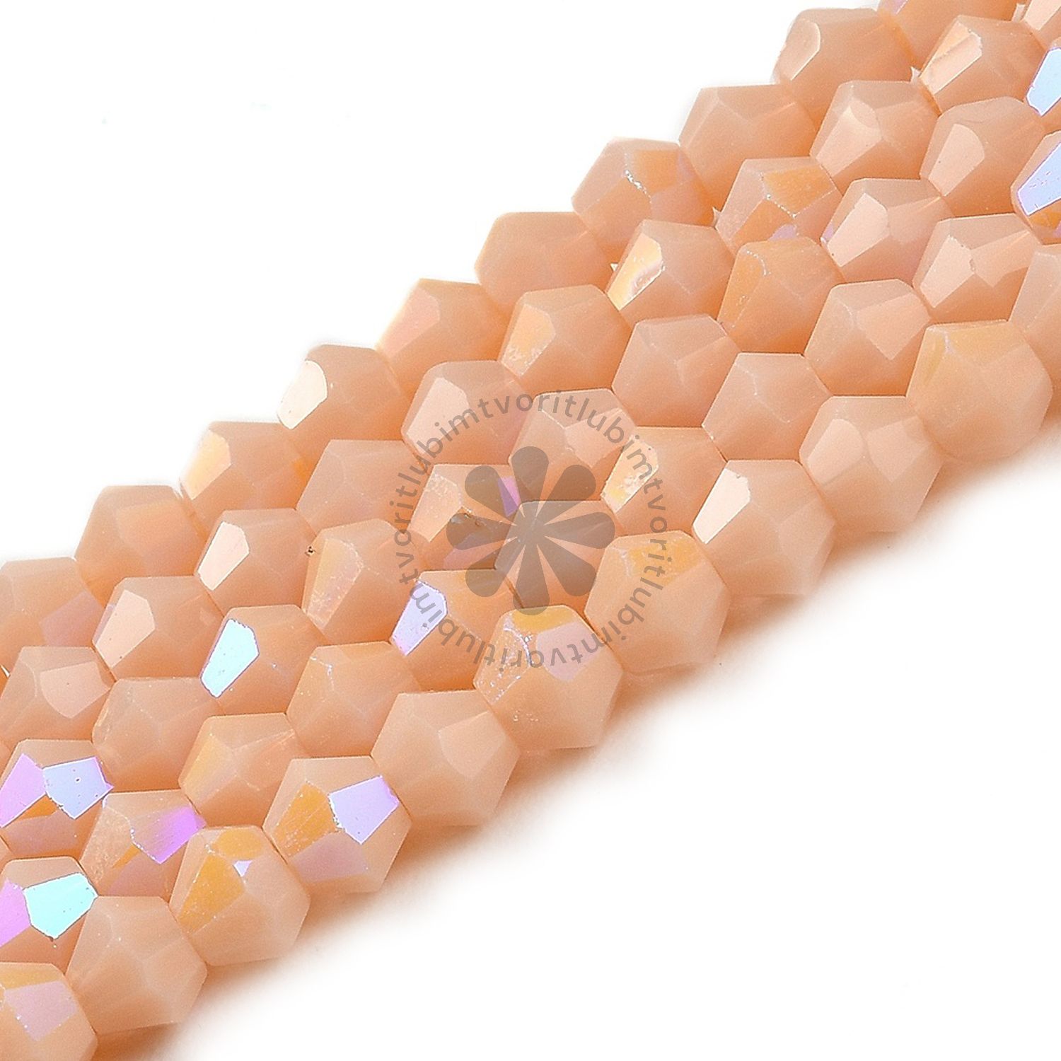 Sklenené brúsené korálky BICONE, 4 mm - 1 vlasec