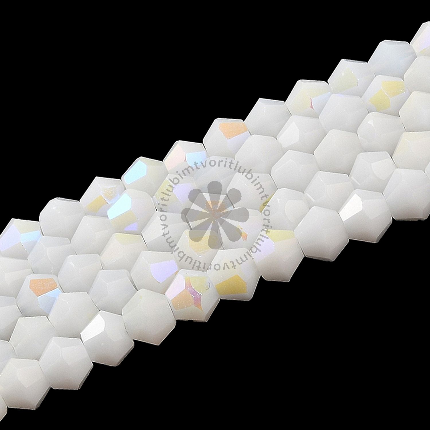 Sklenené brúsené korálky BICONE, 4 mm - 1 vlasec