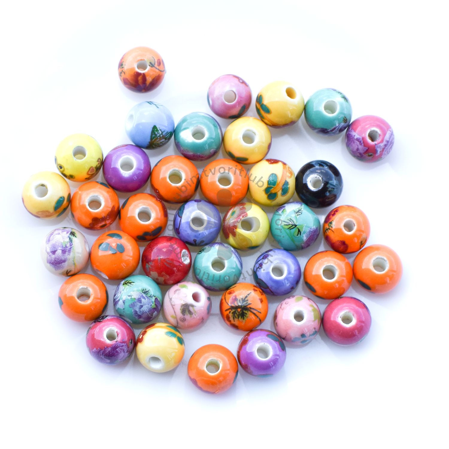Porcelánové korálky, 10 mm - 10 g (cca 10 ks)