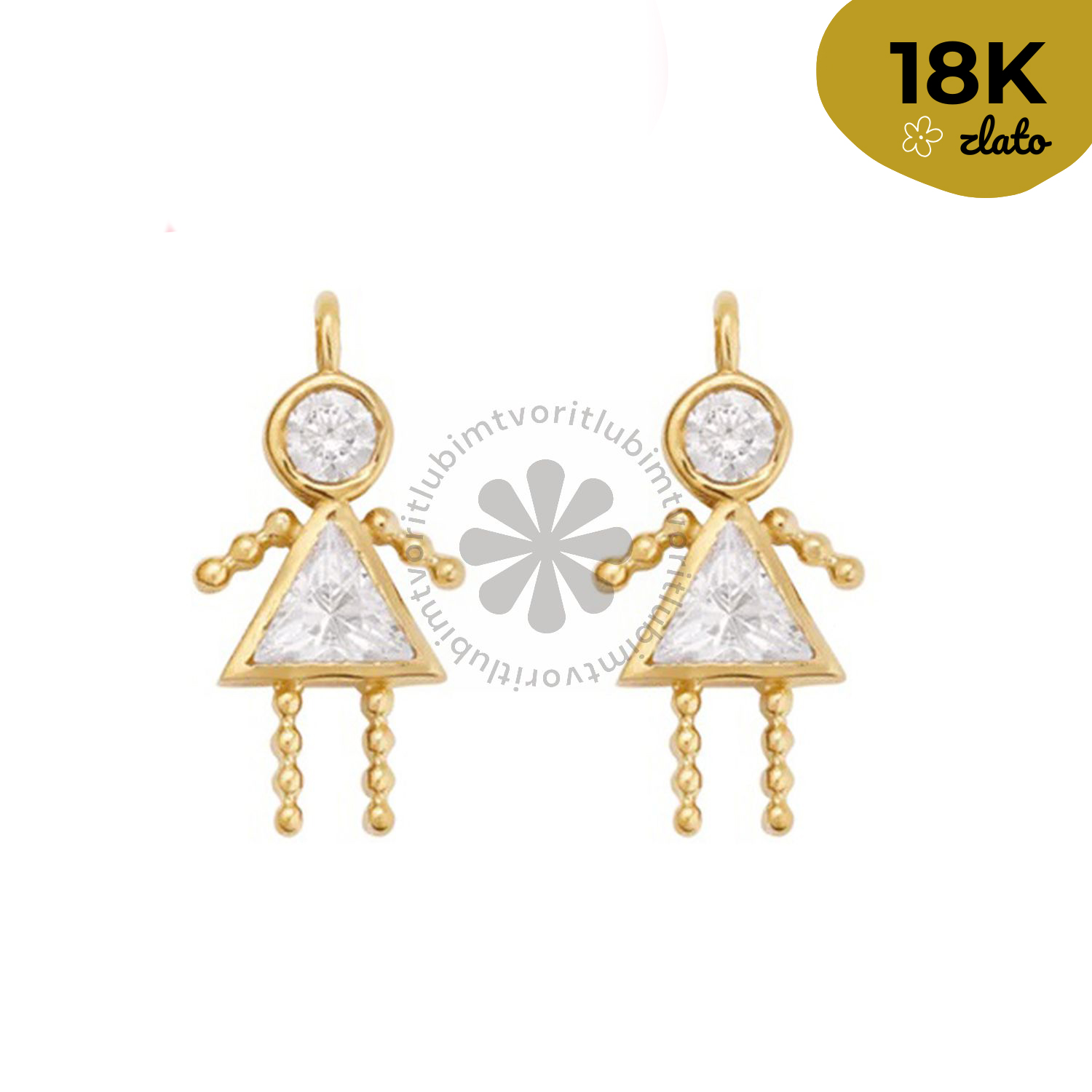 Prívesok dievčatko so zirkónom, 15x8 mm - 1 ks
