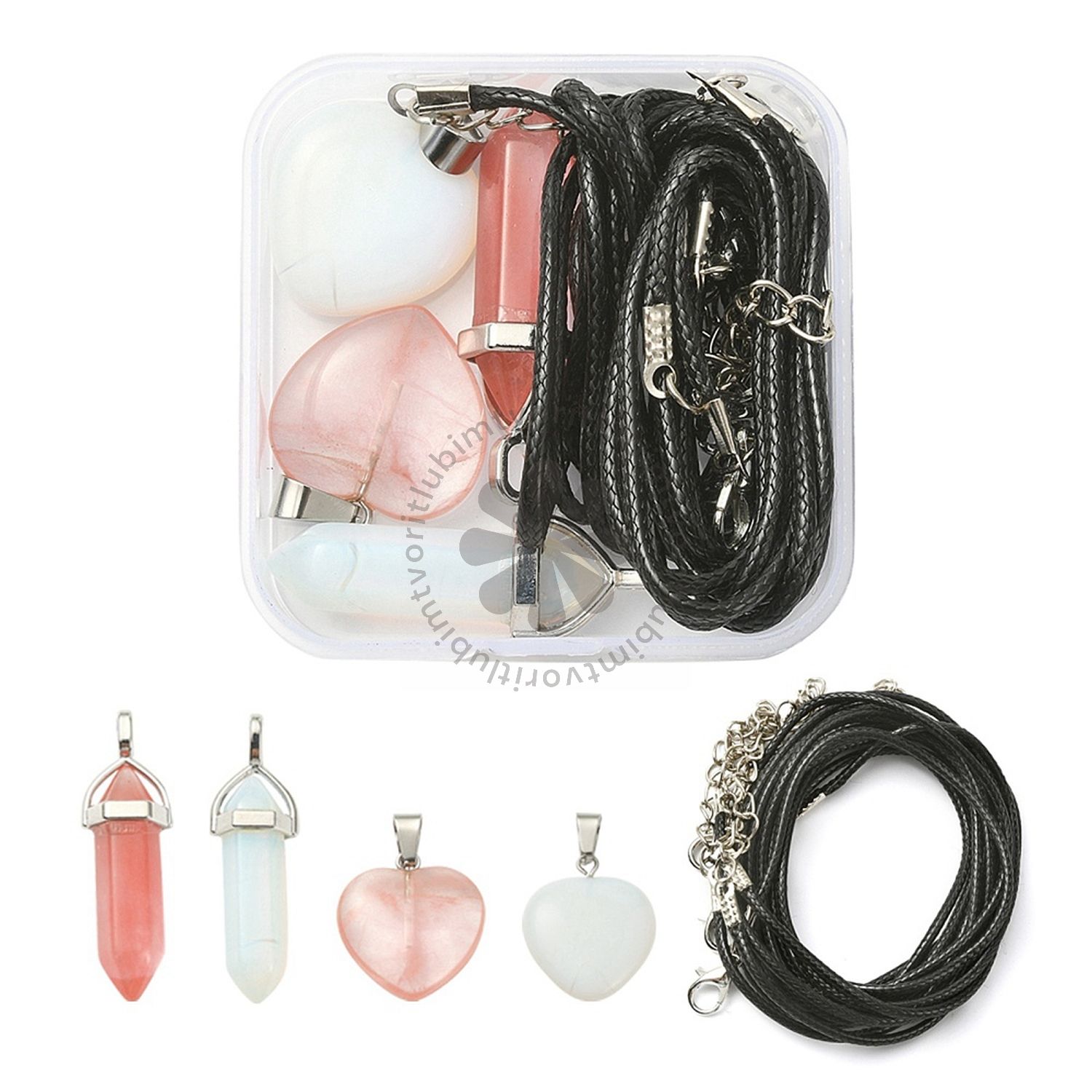 Sada na výrobu náhrdelníkov – opalit & cherry quartz - 1 balenie