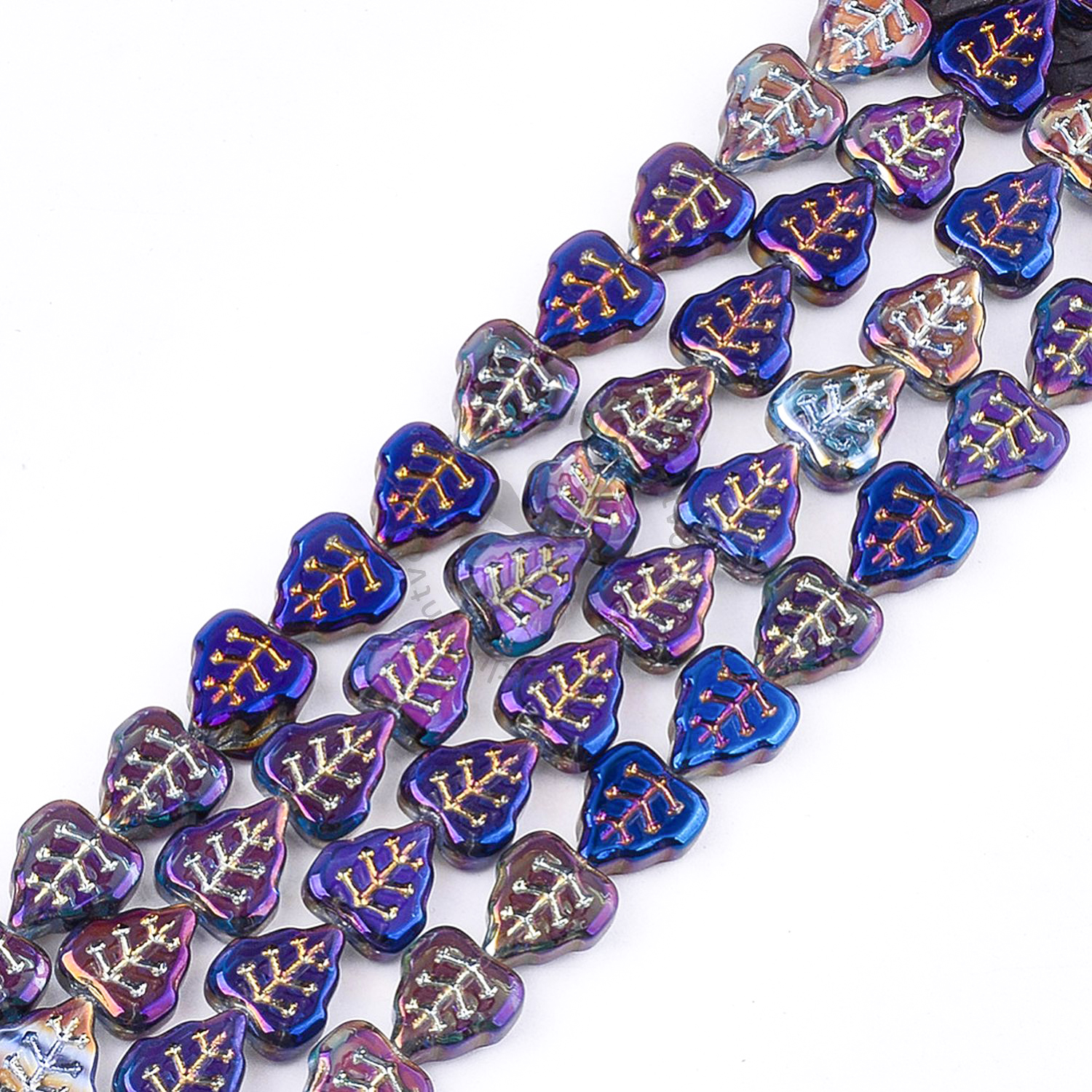 Sklenené korálky - lístky, 12x10 mm - 1 ks