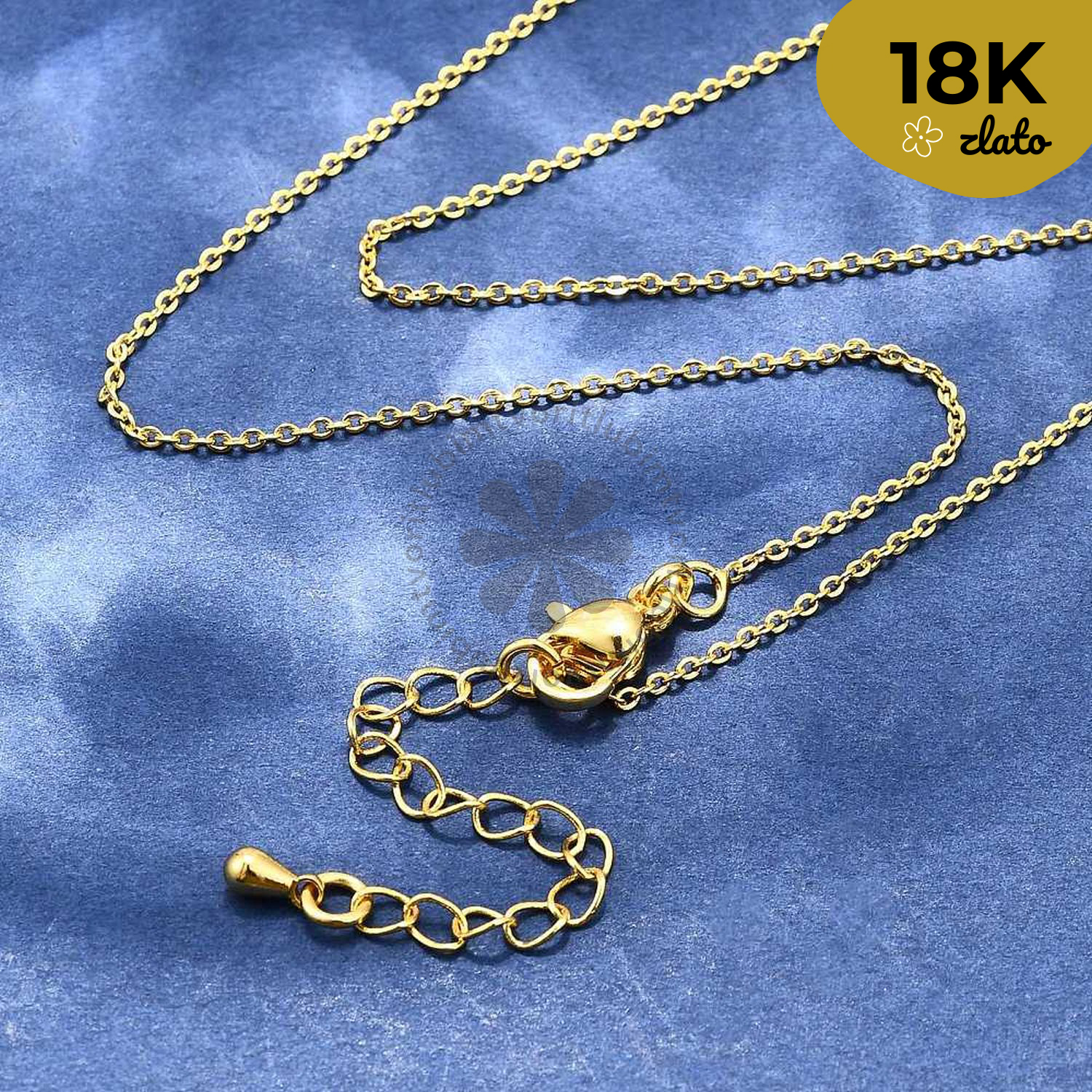Mosadzné retiazky 18K zlato, 45+6 cm - 1 ks