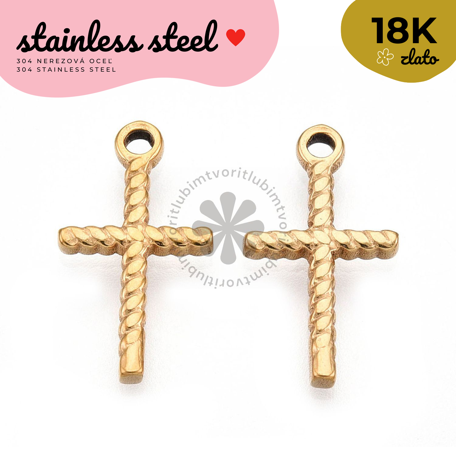 Prívesok Krížik, 15x8 mm - 1 ks