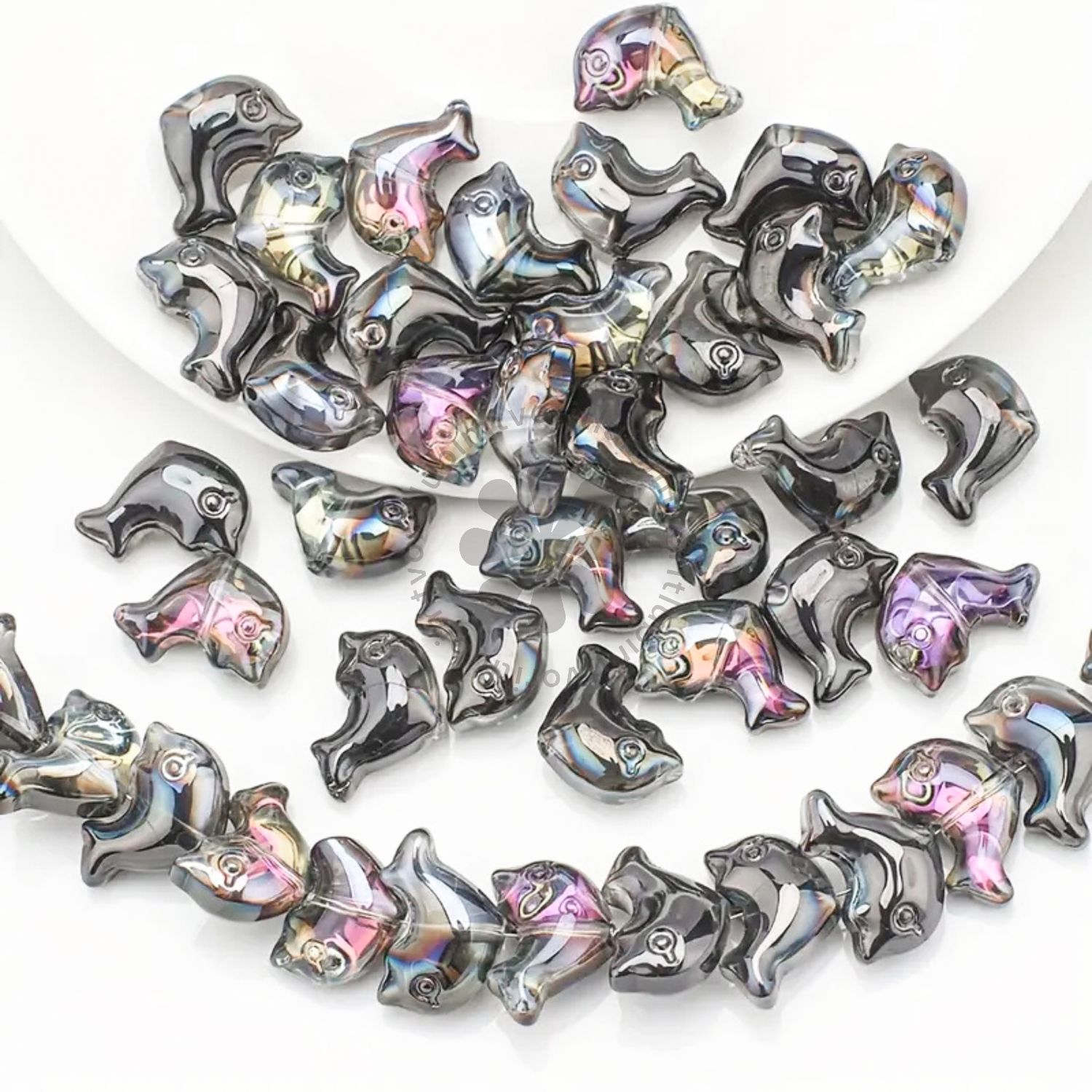 Sklenená korálka delfín, 11x16 mm - 1 ks