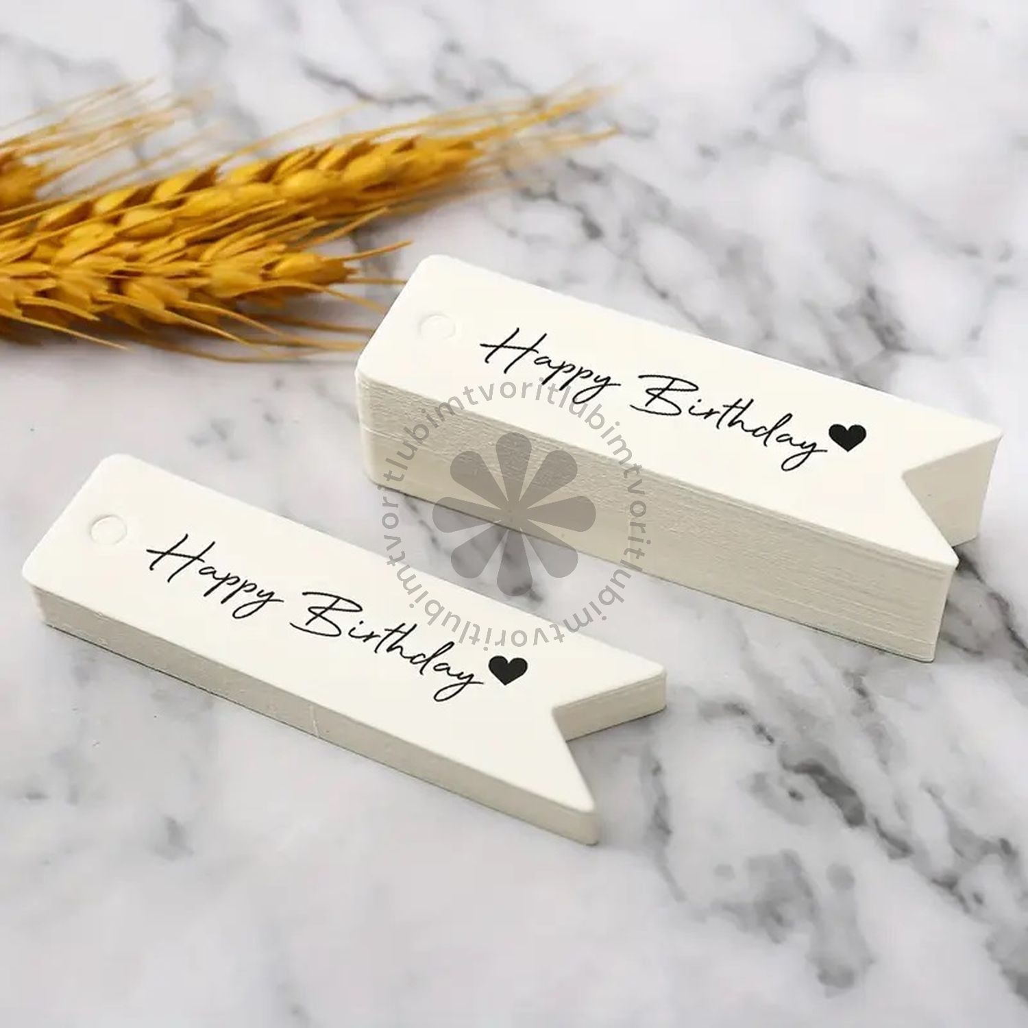 Menovka na darček, Happy Birthday, 2x7 cm - 10 ks