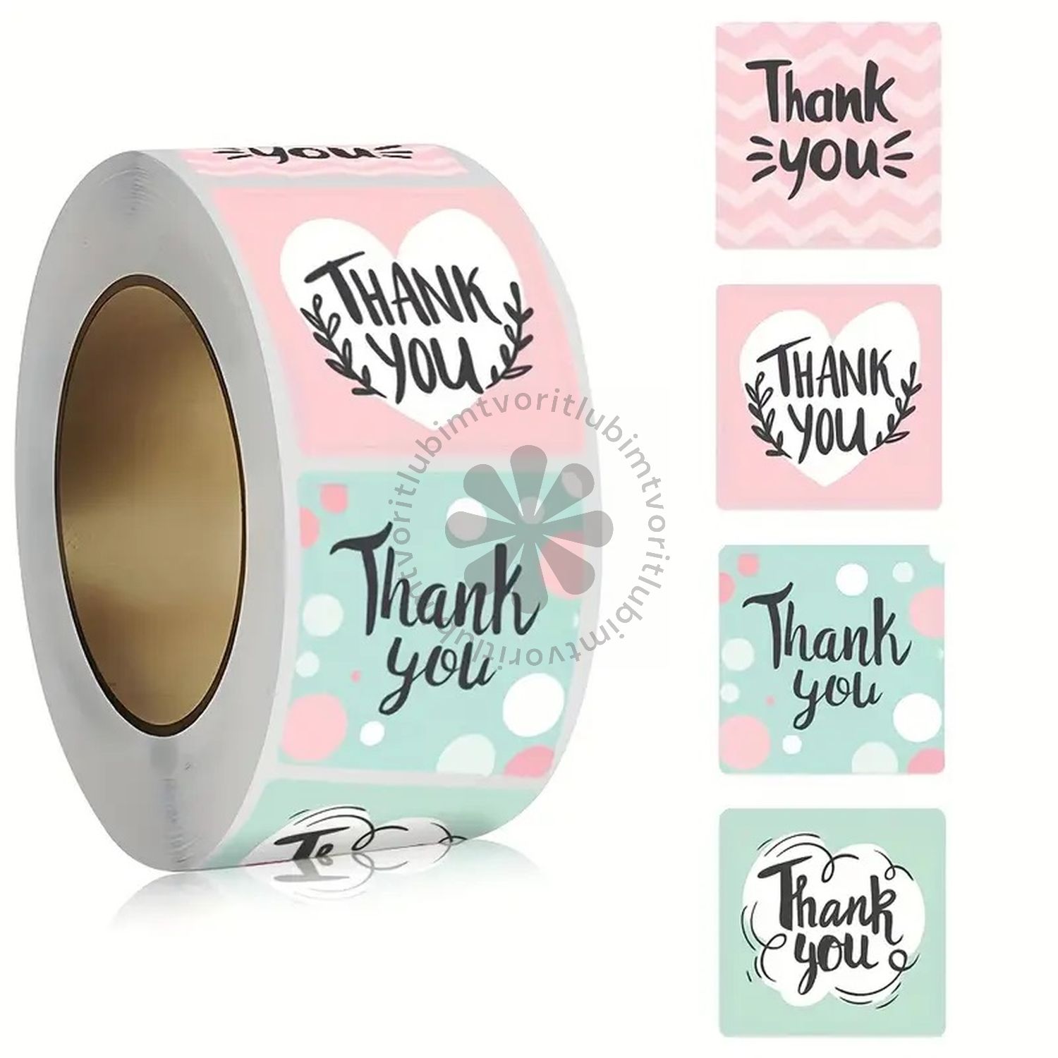 Samolepiace nálepky, „Thank You“, 25 mm - 1 rolka