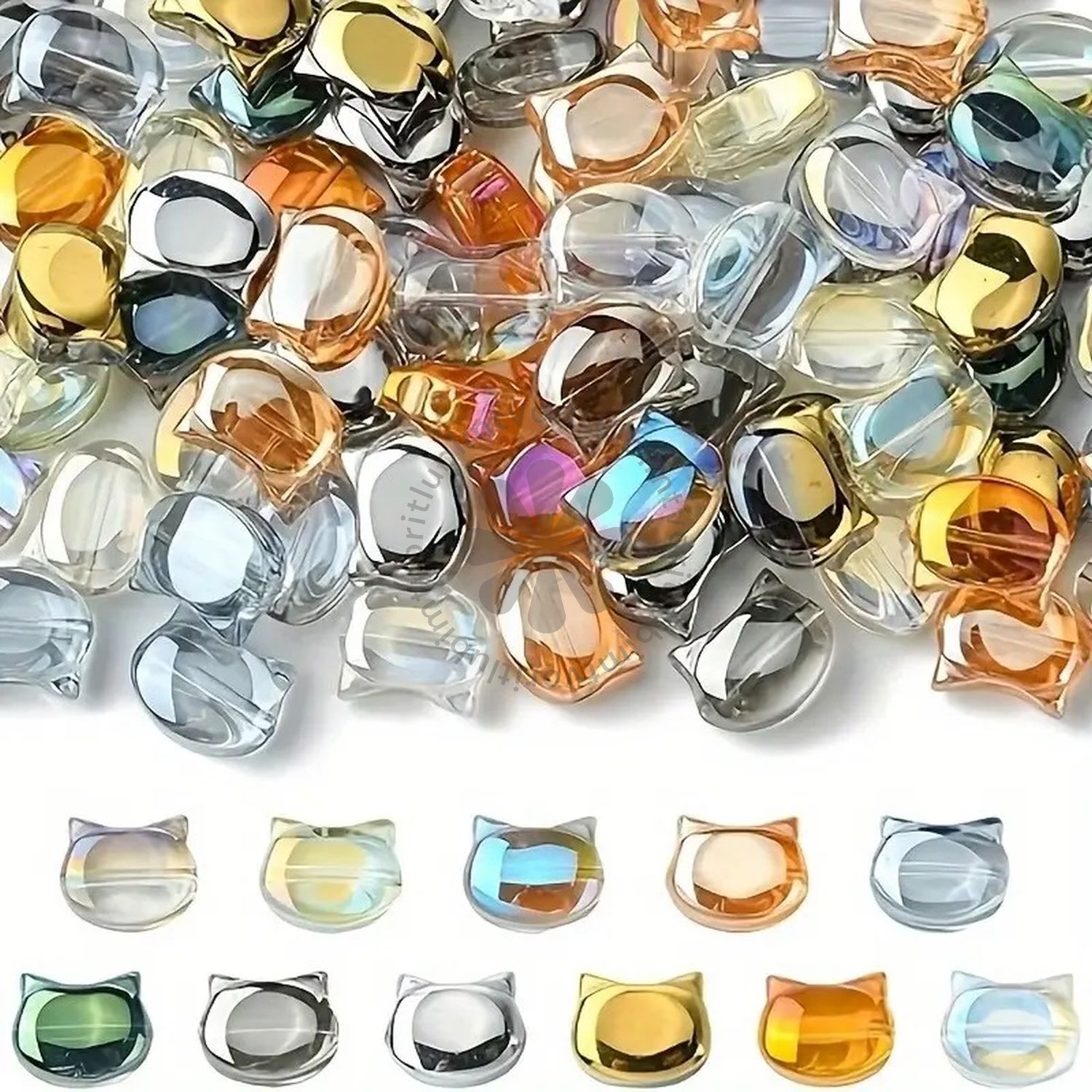 Sklenené korálky mačky, 10x8 mm - 20 ks