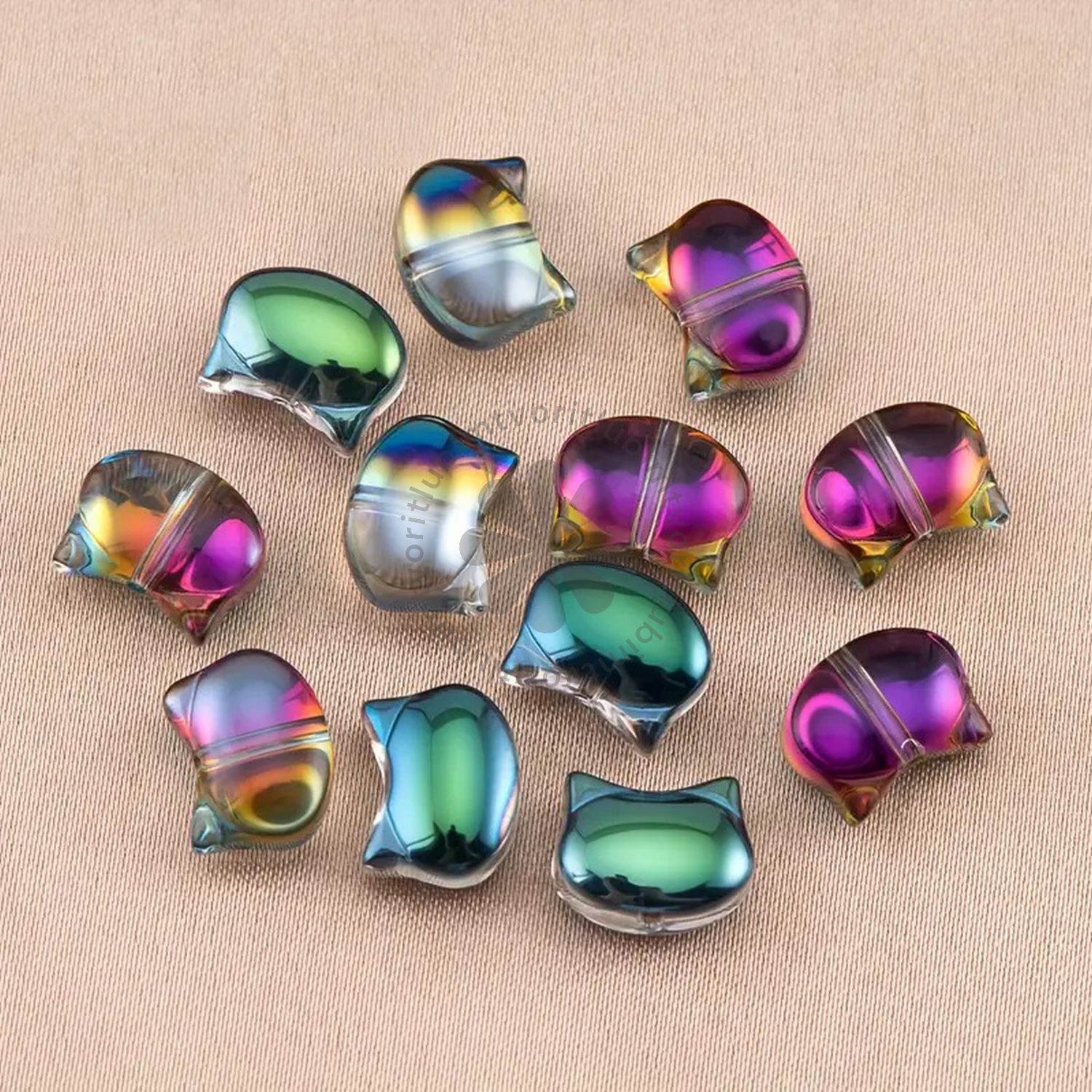 Sklenené korálky mačky, 10x8 mm - 10 ks
