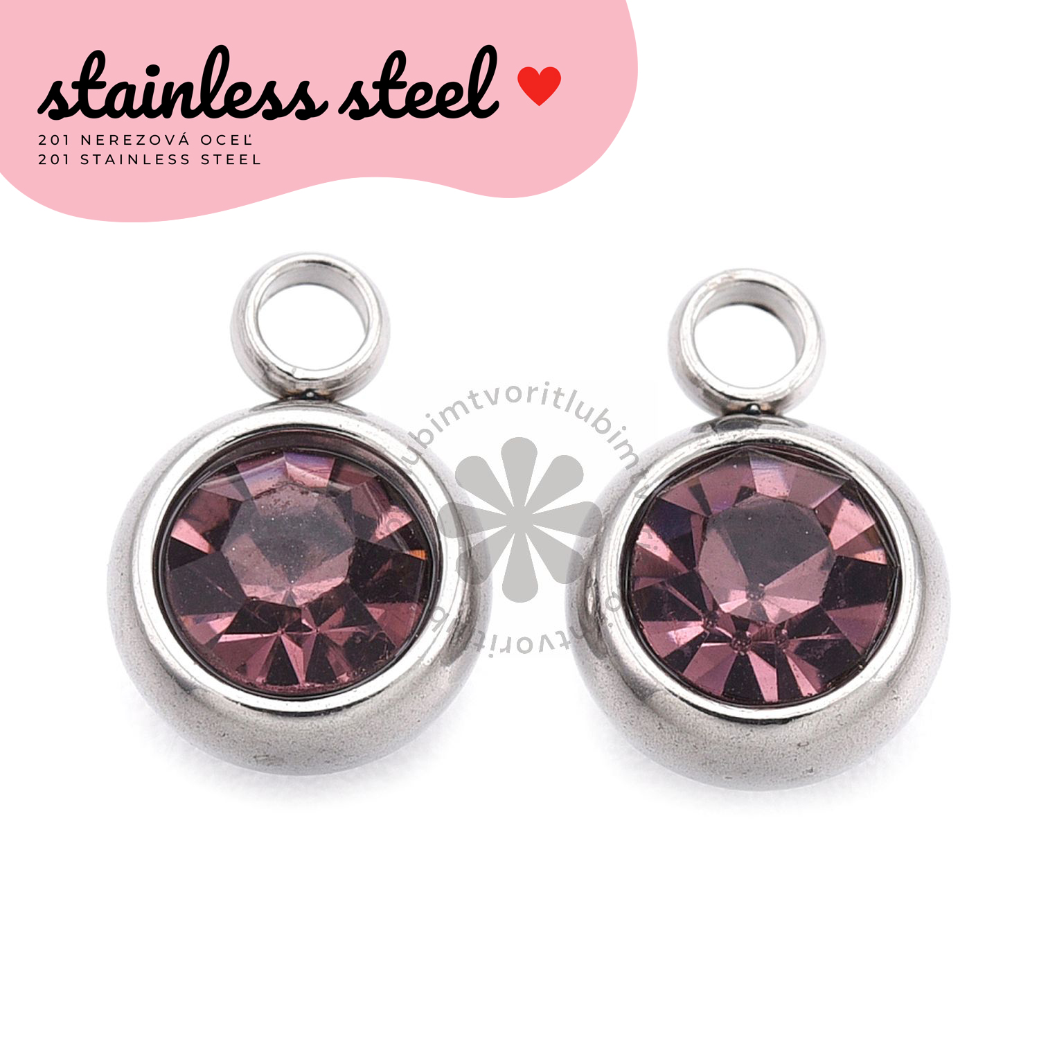 Prívesok so zirkónom, 8,5x6x3 mm - 1 ks