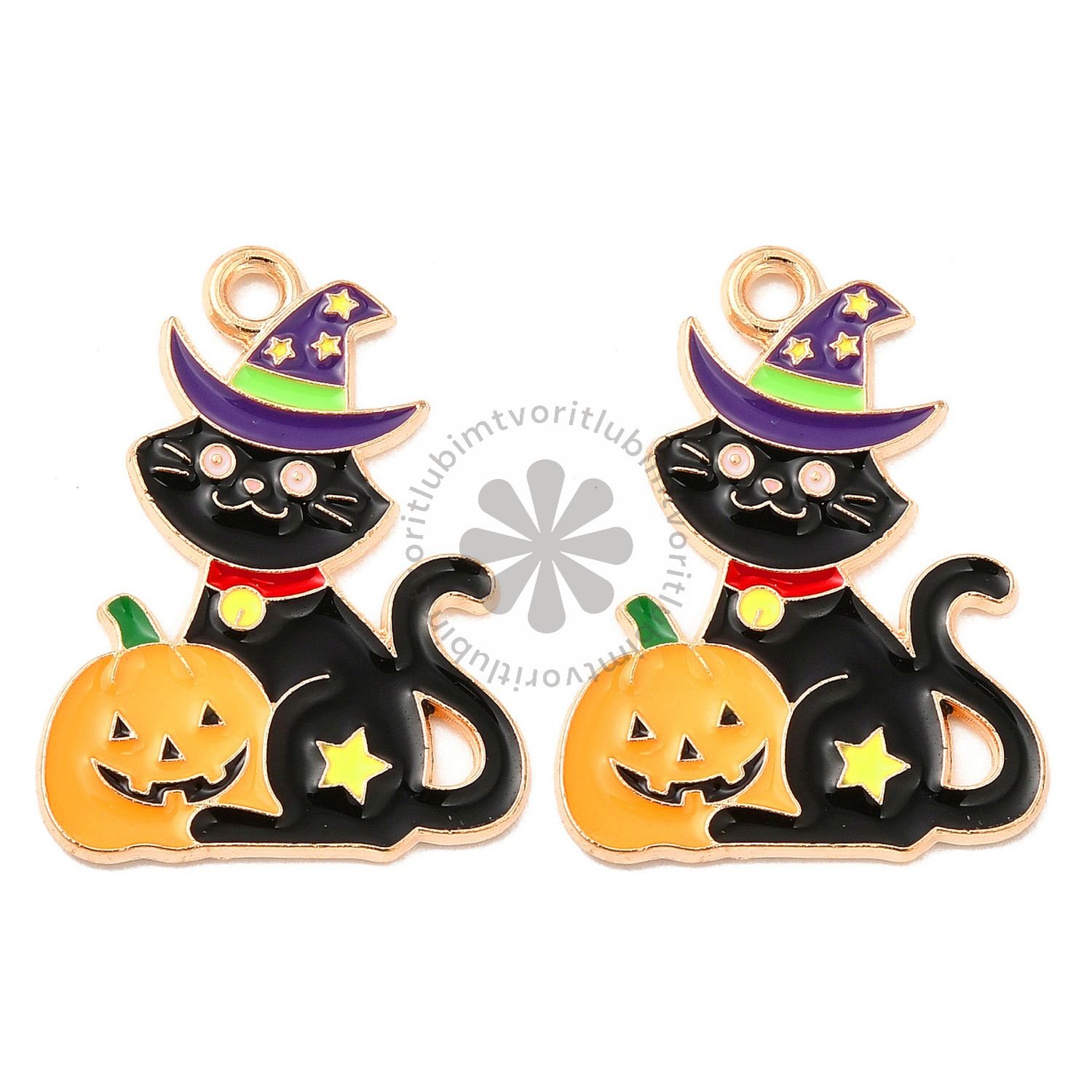 Halloween prívesok - mačka, 25x19 mm - 1 ks