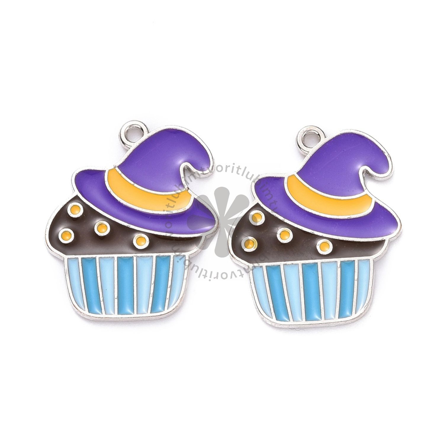 Halloween prívesok - klobúk s tortou, 22x18 mm - 1 ks