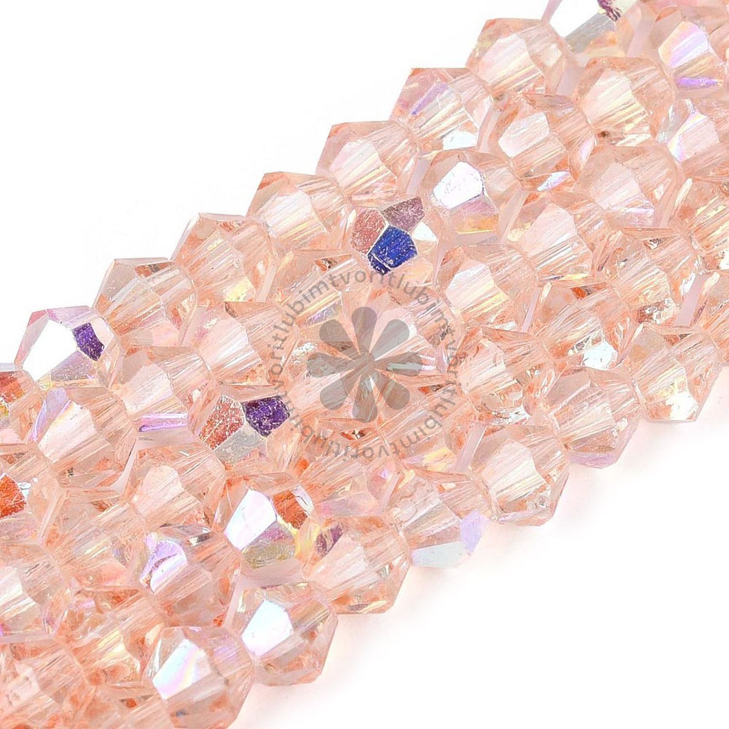 Sklenené brúsené korálky BICONE, 4 mm - 1 vlasec