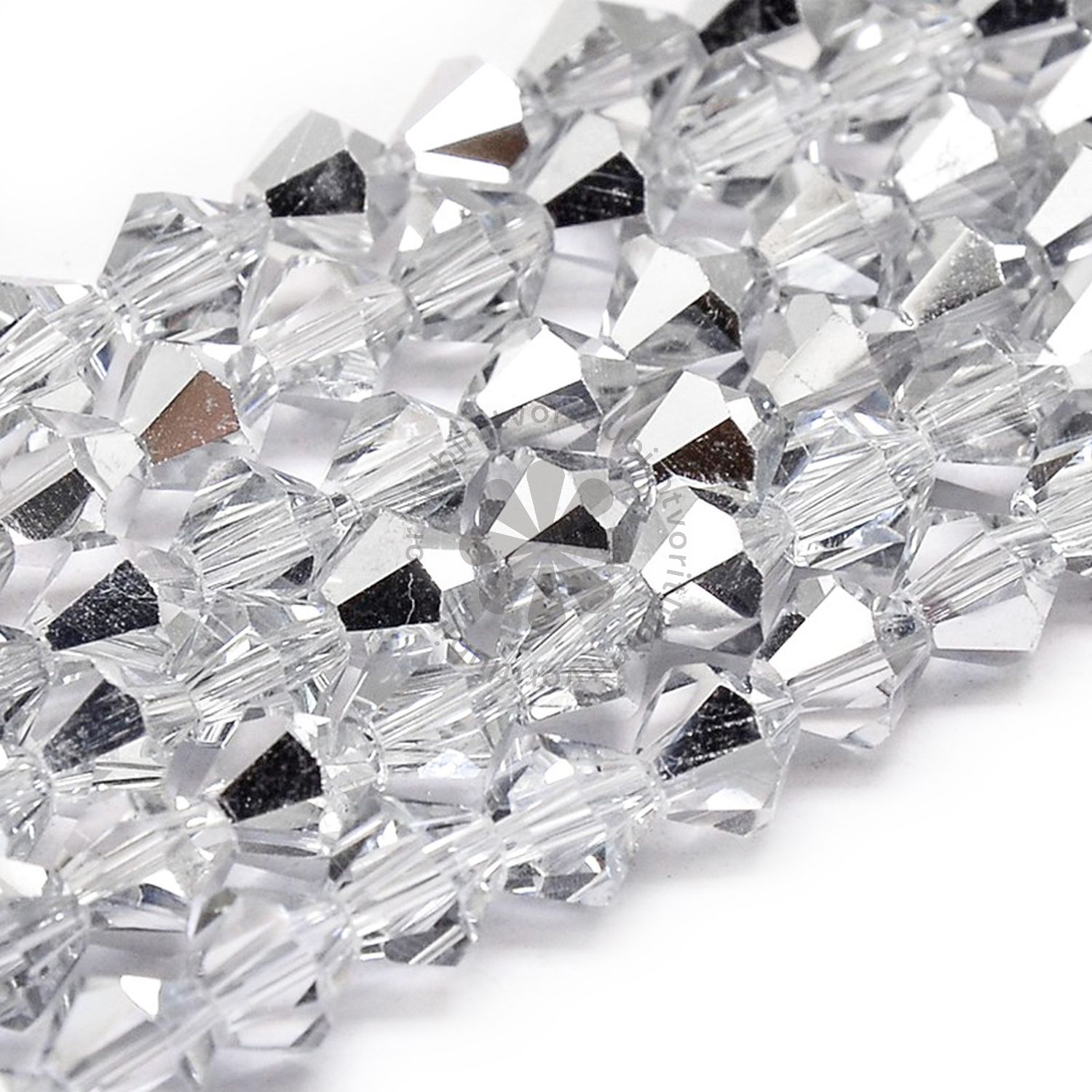 Sklenené brúsené korálky BICONE, 4 mm - 1 vlasec