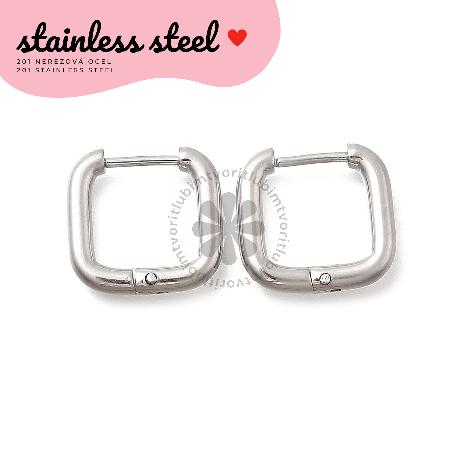 Náušnice z nerezovej ocele, 14x14 mm - 1 pár