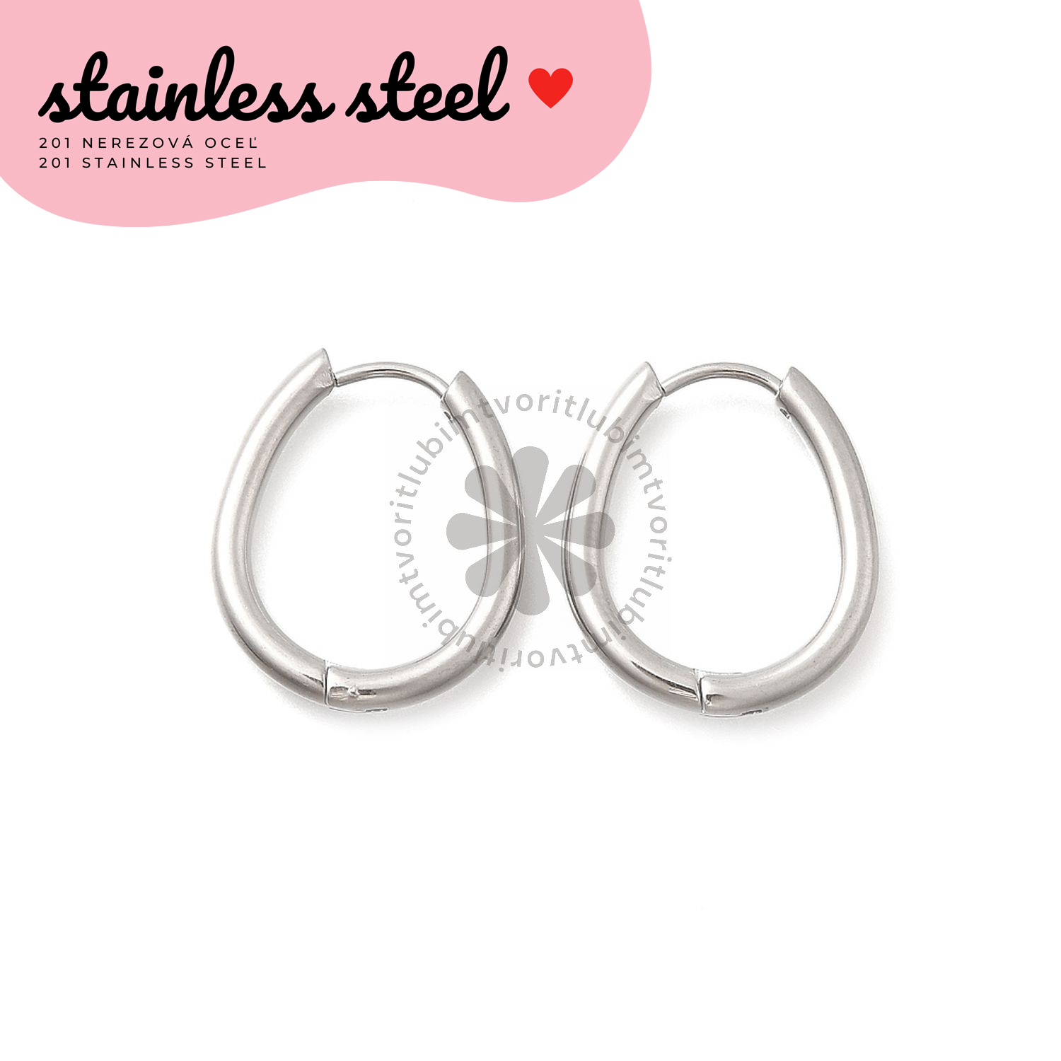 Náušnice z nerezovej ocele, 21x18 mm - 1 pár