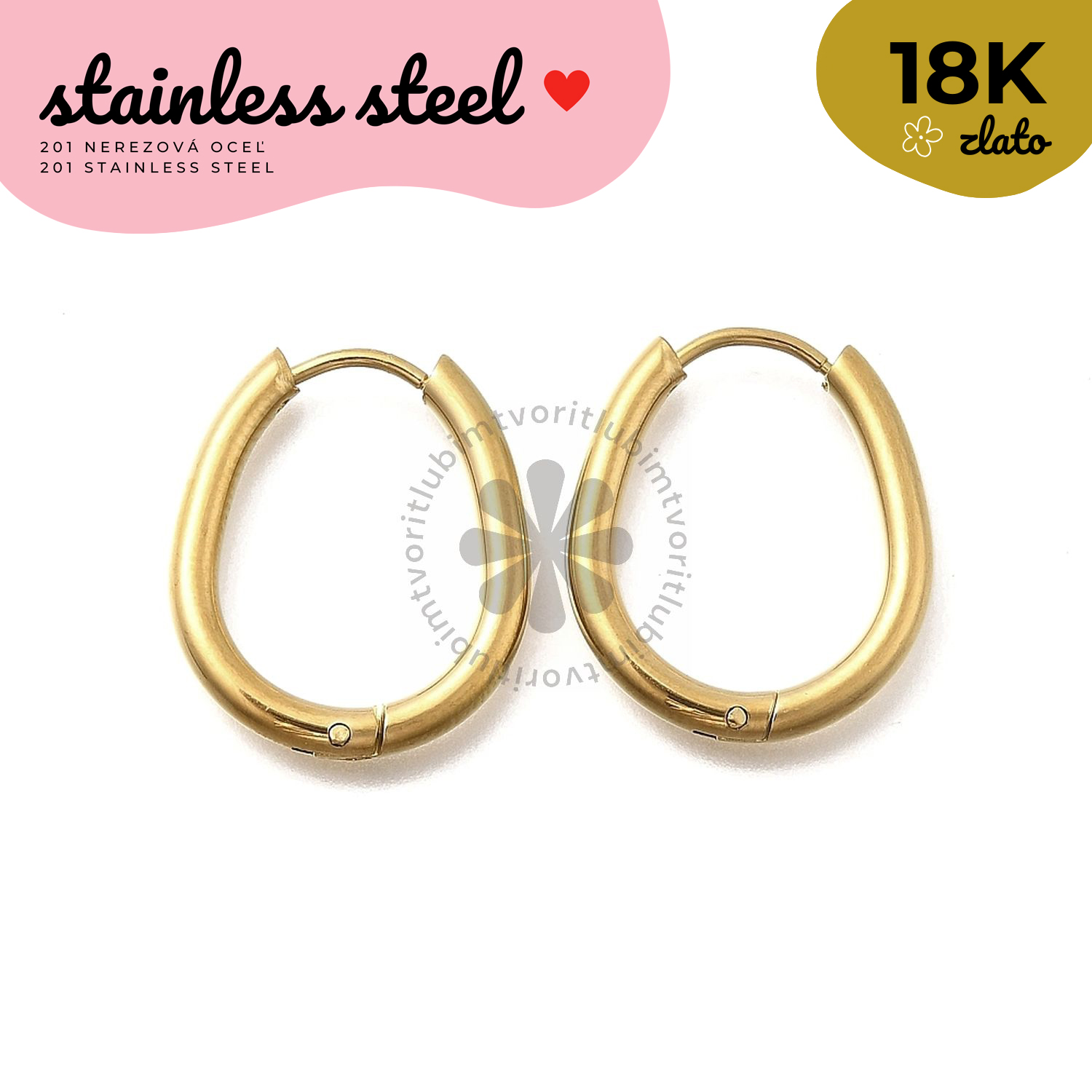 Náušnice z nerezovej ocele, 21x18 mm - 1 pár