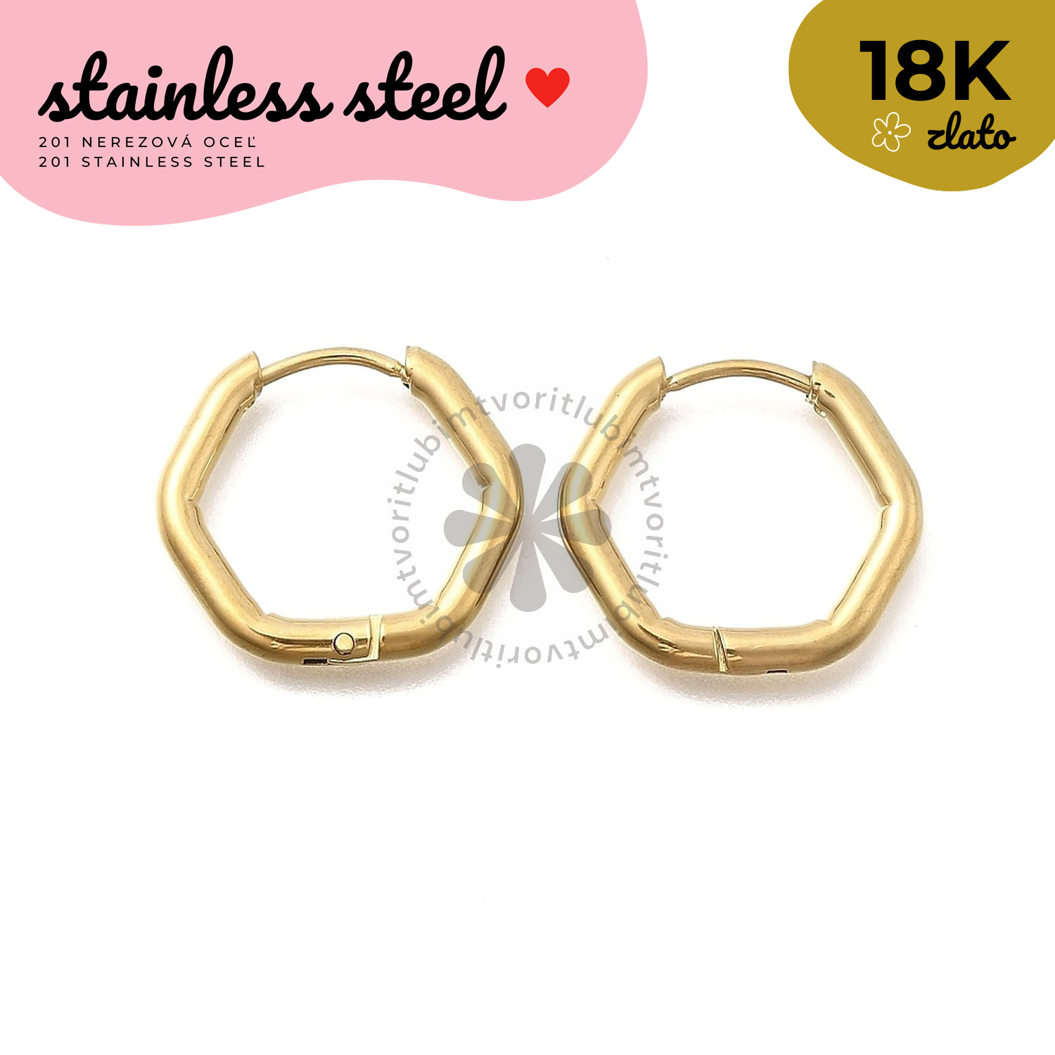 Náušnice z nerezovej ocele, 17x19 mm - 1 pár