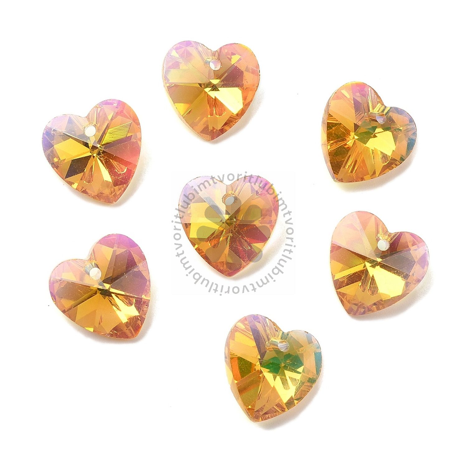 Brúsené srdiečko, 14 mm - 1 ks