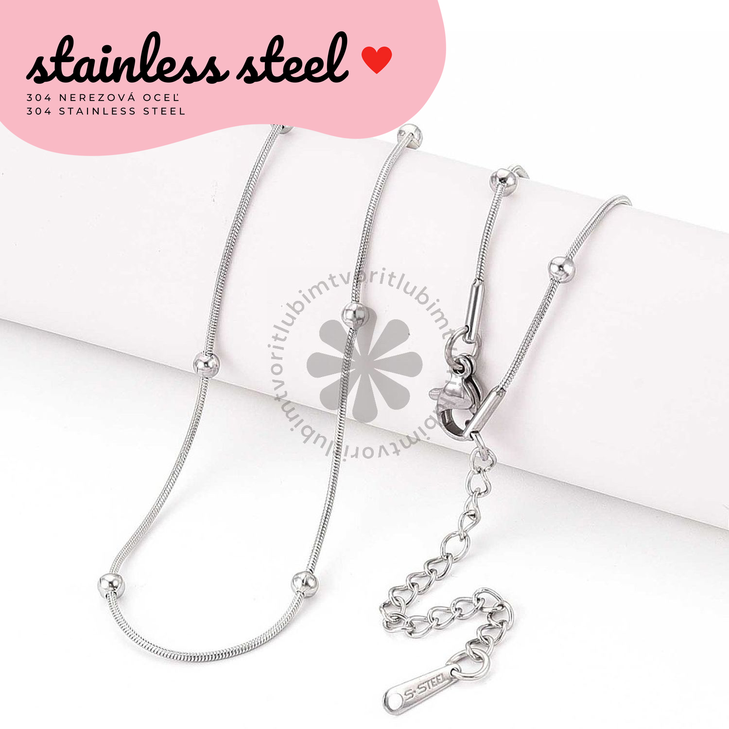 Ozdobná retiazka kovová, 41+6 cm - 1 ks